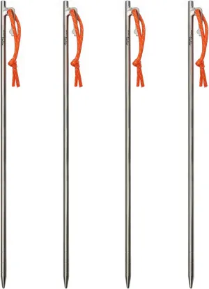 TiTo Titanium Tent Pegs Stakes Lightweight Snowfield Grassland Heavy Duty Tent Nails for Outdoor Camping Hiking and Plant Support Garden Stakes 4pcs/6pcs (8×400mm-4pcs)