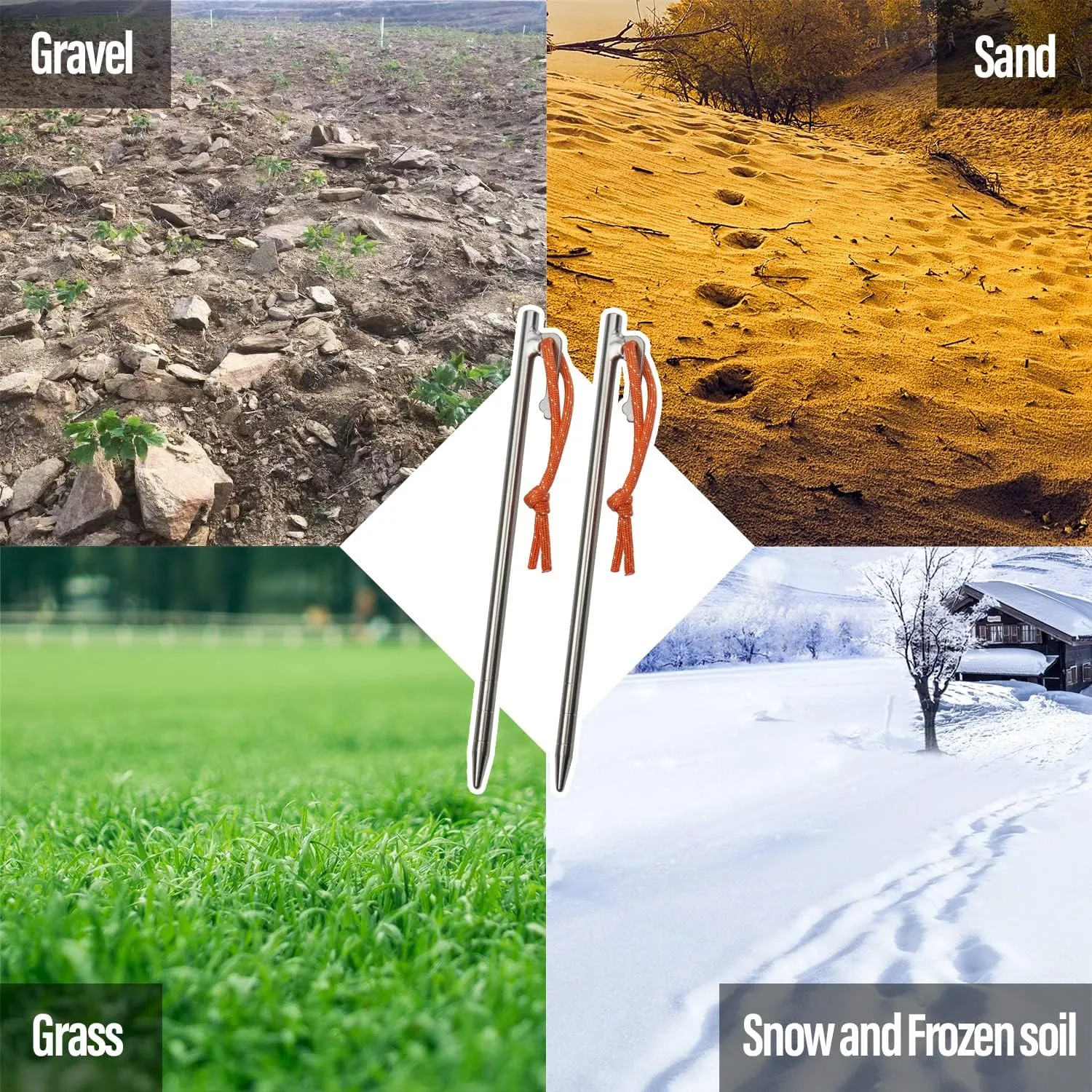 TiTo Titanium Tent Pegs Stakes Lightweight Snowfield Grassland Heavy Duty Tent Nails for Outdoor Camping Hiking and Plant Support Garden Stakes 4pcs/6pcs (8×400mm-4pcs)