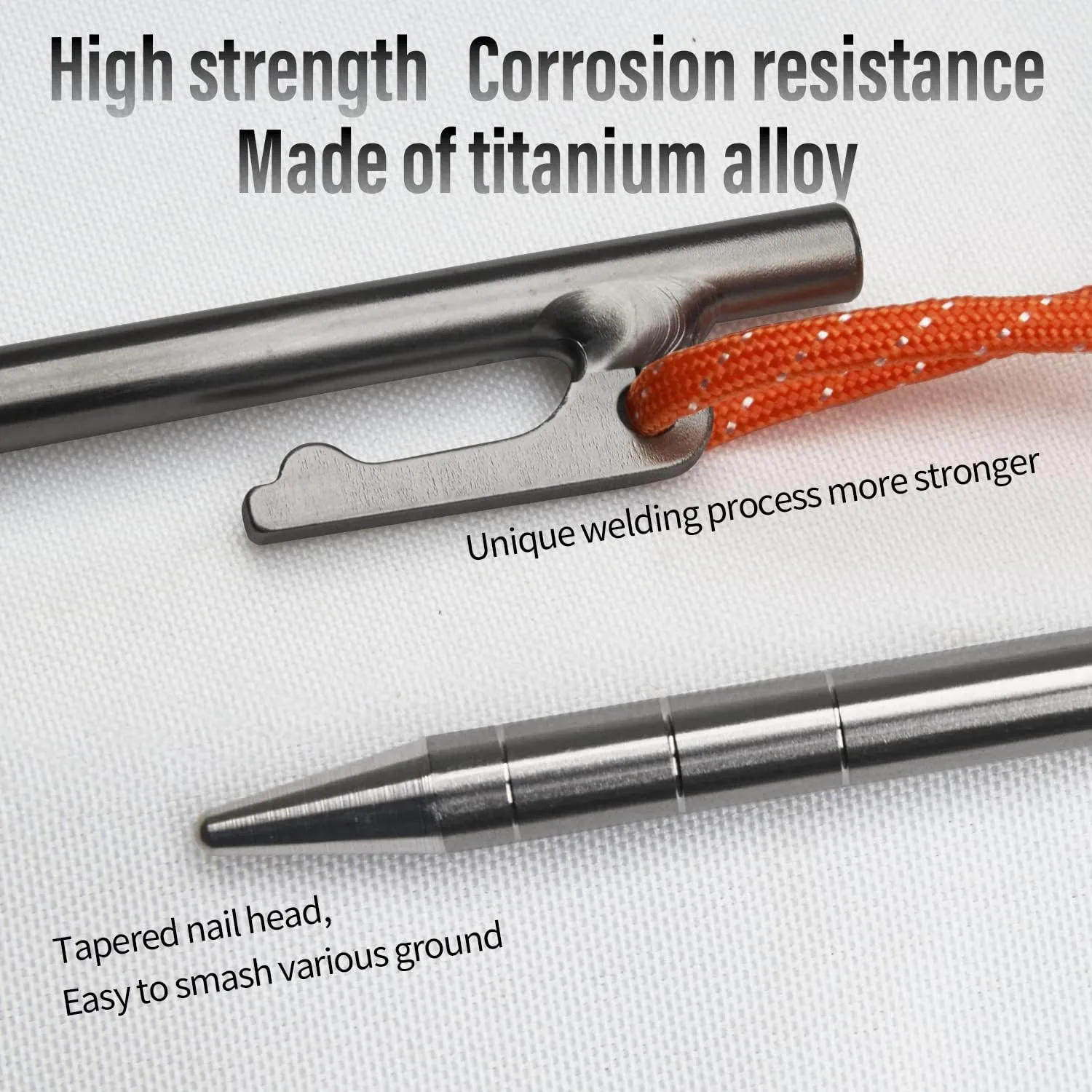 TiTo Titanium Tent Pegs Stakes Lightweight Snowfield Grassland Heavy Duty Tent Nails for Outdoor Camping Hiking and Plant Support Garden Stakes 4pcs/6pcs (8×400mm-4pcs)