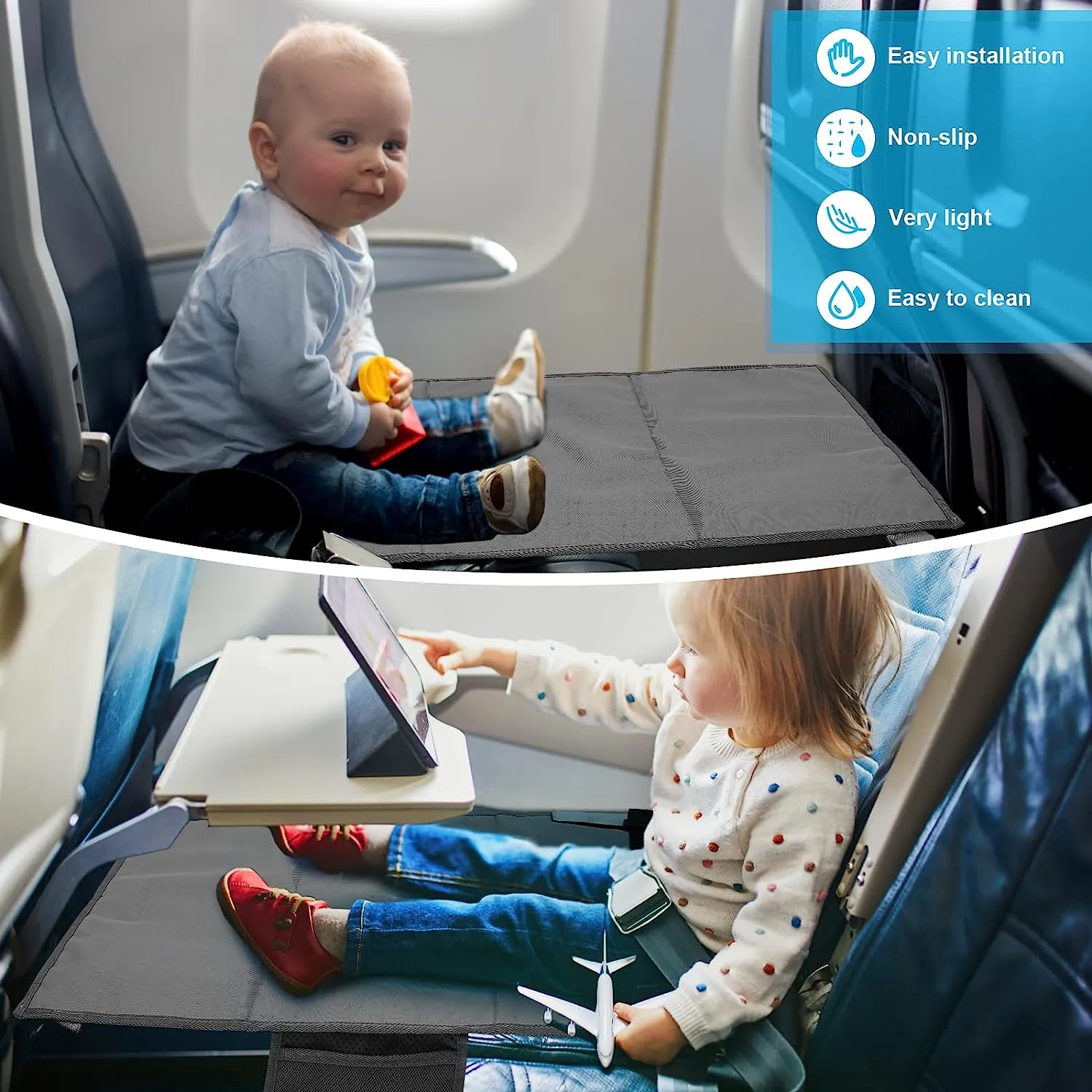 Toddler Airplane Seat Extender Baby Bed, Portable Airplane Footrest Hammock Travel Leg Rest