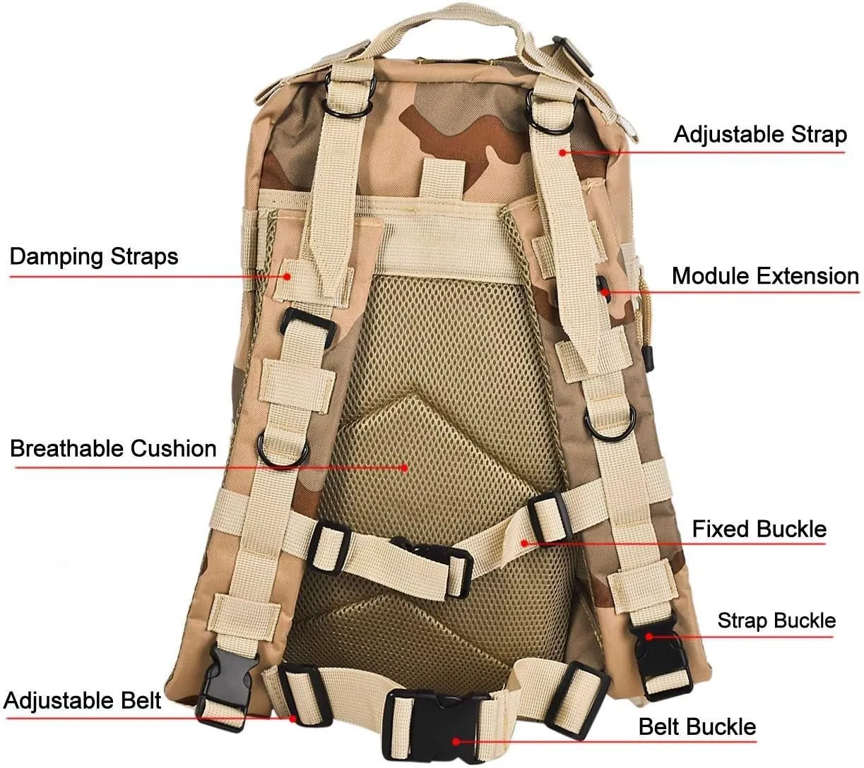 TOMITANY Tactical Outdoor Rucksacks 30L Large Waterproof Military Backpack for Camping Hiking Trekking Shoulder Bags