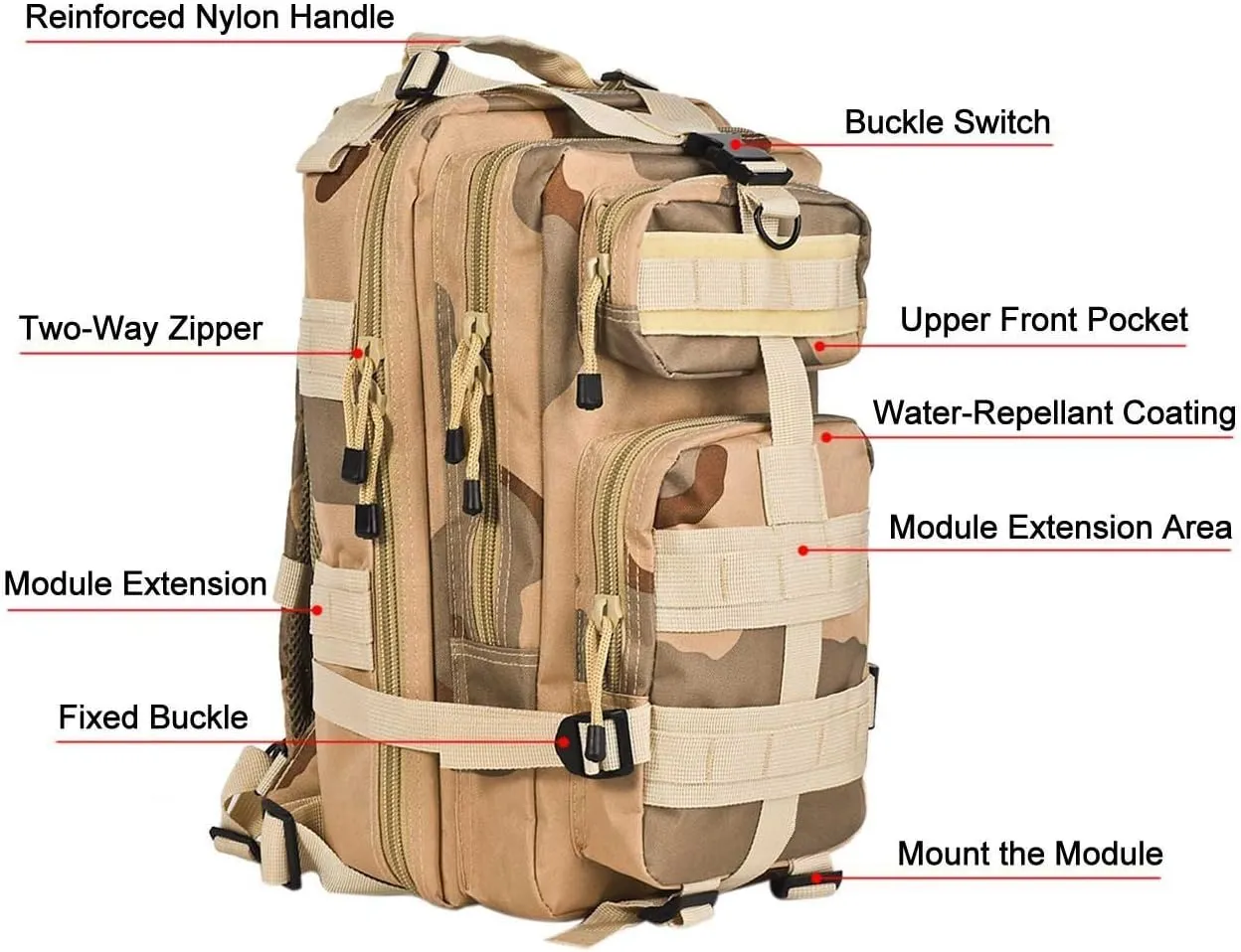TOMITANY Tactical Outdoor Rucksacks 30L Large Waterproof Military Backpack for Camping Hiking Trekking Shoulder Bags
