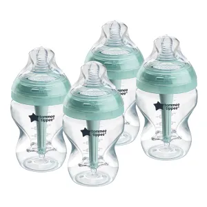 Tommee Tippee Advanced Anti-Colic BPA Free Baby Bottles, Slow Flow Breast-Like Nipple, 9oz, Newborn 0  Months, Special Design Keeps Air Away from Milk and Baby, Pack of 4