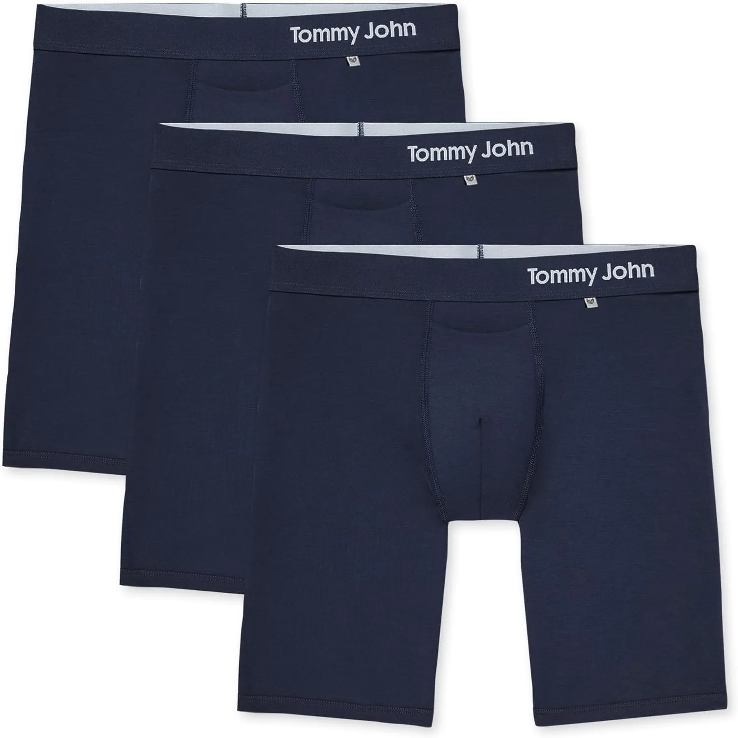 Tommy John Men’s Underwear – Cool Cotton Hammock Pouch Boxer Brief with Longer 8" Inseam – Comfortable Underwear