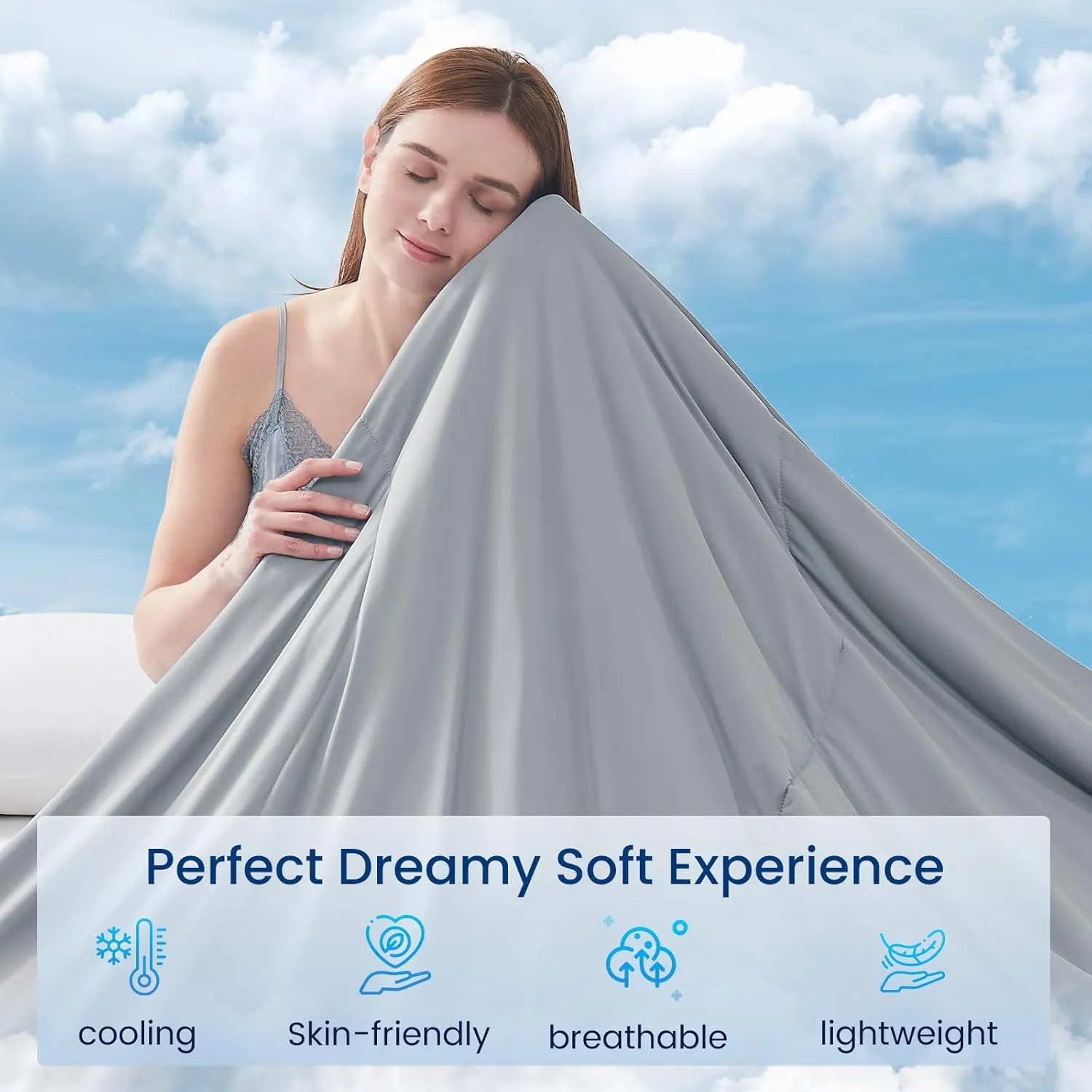Topcee Cooling Comforter Queen Size (90"x90")-Cooling Blanket Everlasting Cold Touch for Hot Sleepers-Q-max>0.45 Double-Sided Lightweight Design Summer Ice Blanket for Night Sweats-Darkgrey