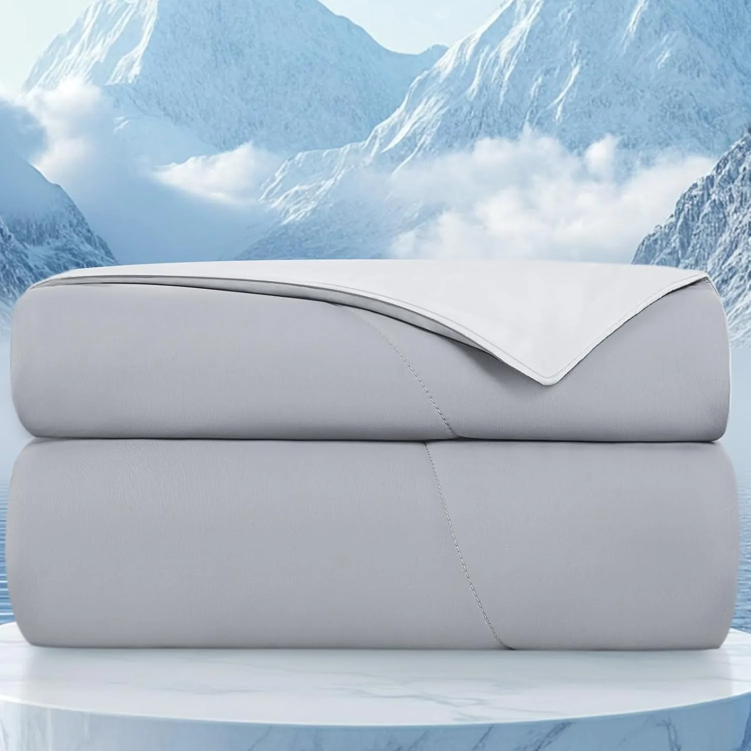 Topcee Cooling Comforter Queen Size (90"x90")-Cooling Blanket Everlasting Cold Touch for Hot Sleepers-Q-max>0.45 Double-Sided Lightweight Design Summer Ice Blanket for Night Sweats-Darkgrey
