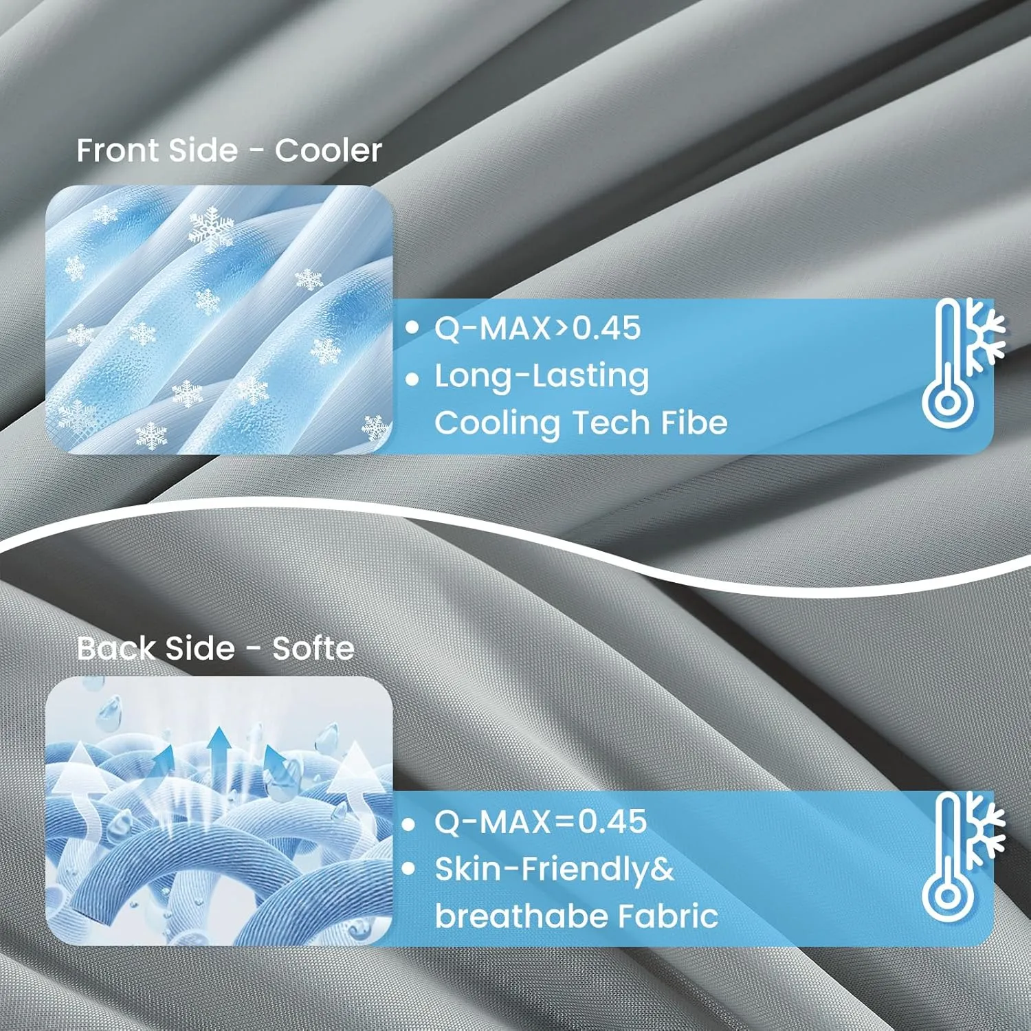 Topcee Cooling Comforter Queen Size (90"x90")-Cooling Blanket Everlasting Cold Touch for Hot Sleepers-Q-max>0.45 Double-Sided Lightweight Design Summer Ice Blanket for Night Sweats-Darkgrey