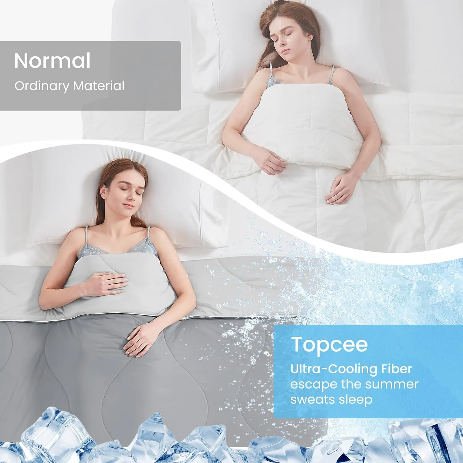 Topcee Cooling Comforter Queen Size (90"x90")-Cooling Blanket Everlasting Cold Touch for Hot Sleepers-Q-max>0.45 Double-Sided Lightweight Design Summer Ice Blanket for Night Sweats-Darkgrey