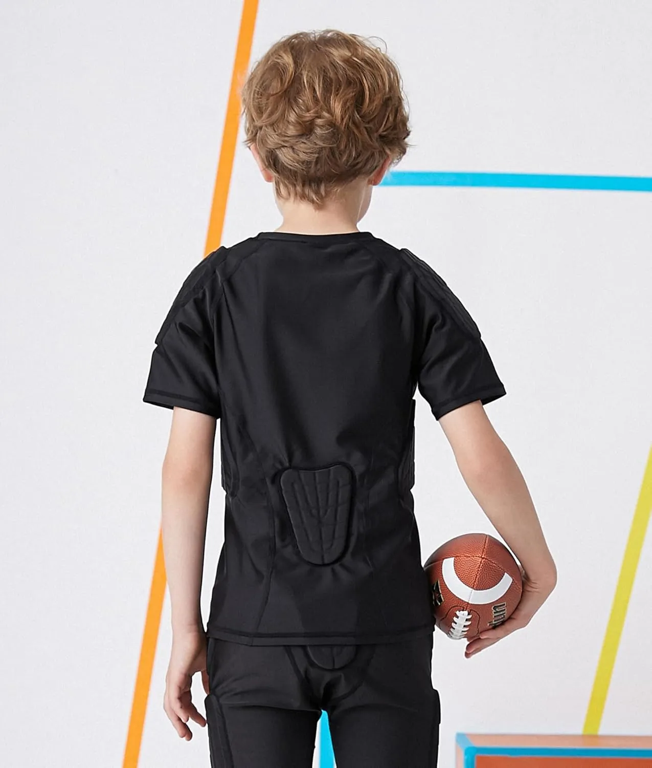 Topeter Kids Compression Padded Shirt Protective T-Shirt Rib Chest Shoulder Protector