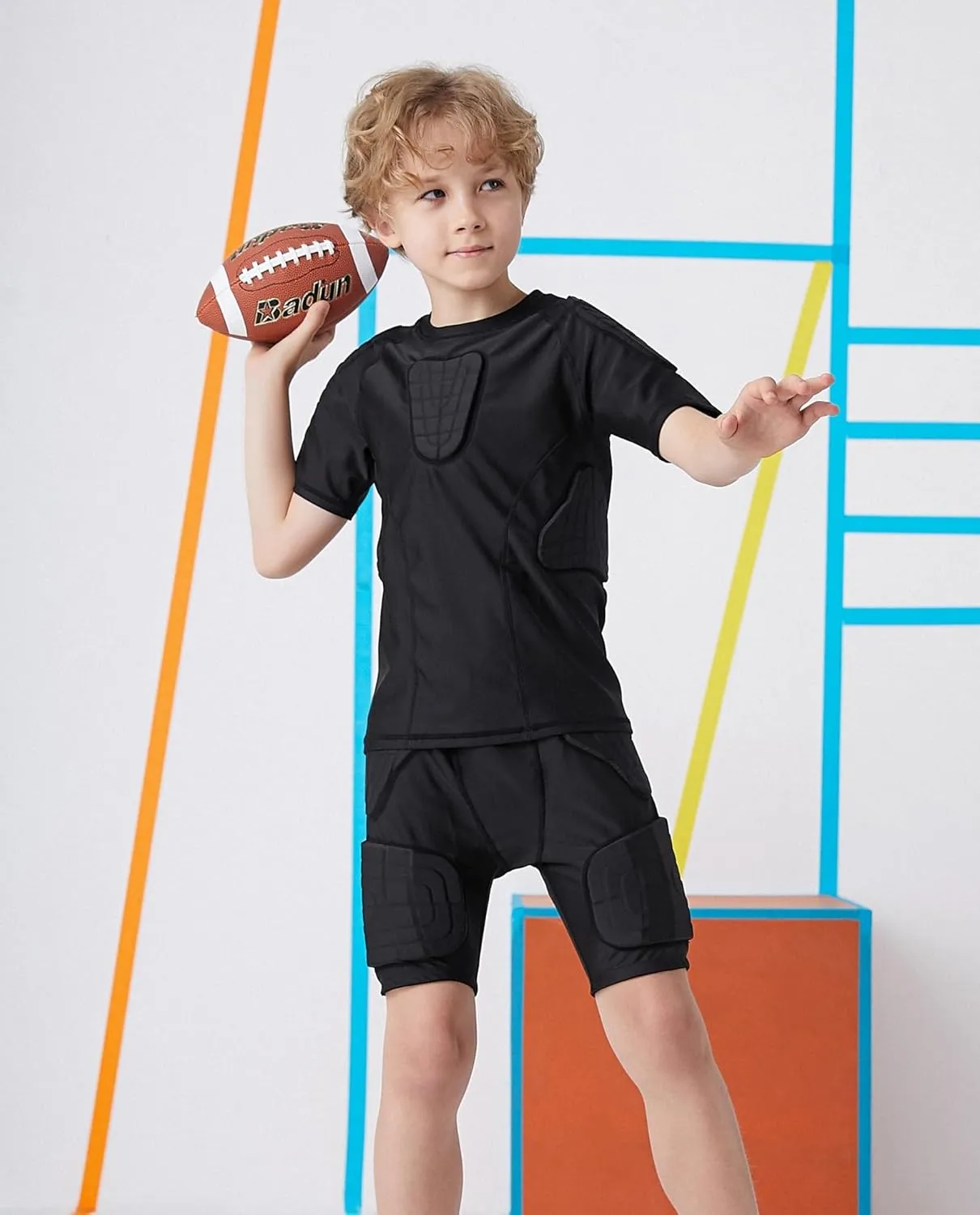 Topeter Kids Compression Padded Shirt Protective T-Shirt Rib Chest Shoulder Protector