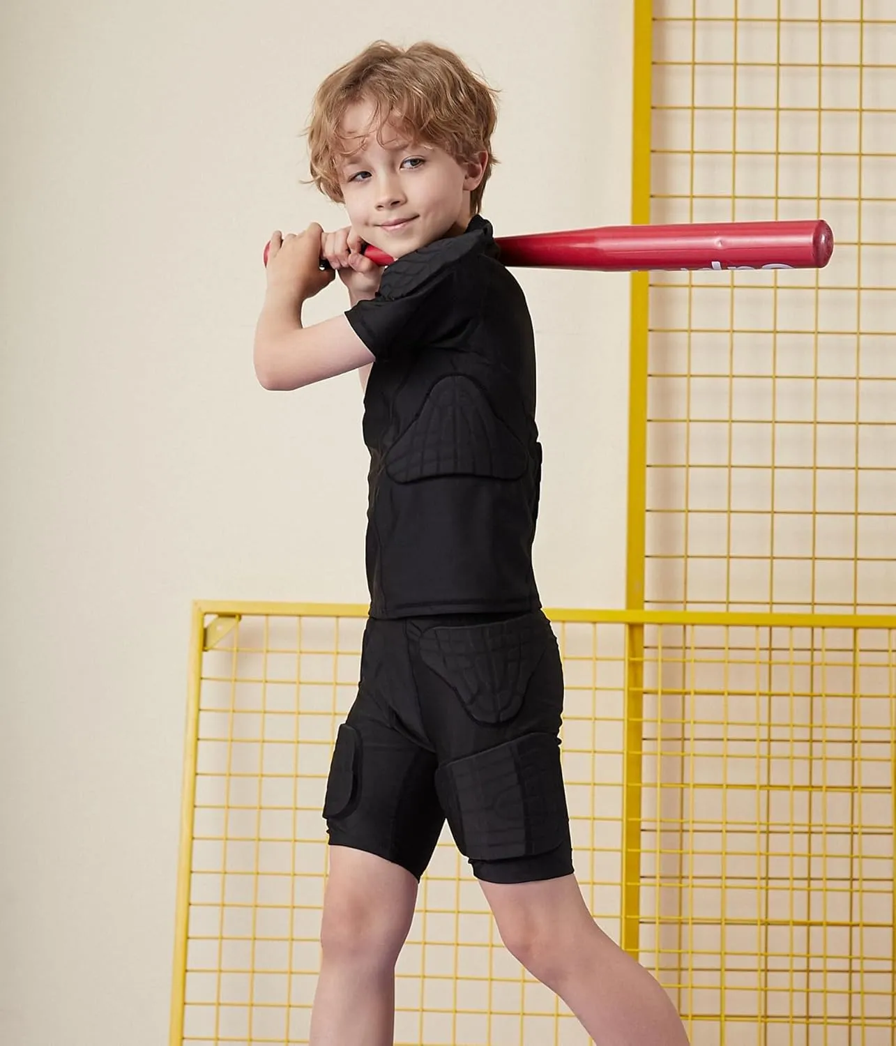 Topeter Kids Compression Padded Shirt Protective T-Shirt Rib Chest Shoulder Protector