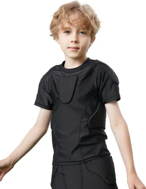 Topeter Kids Compression Padded Shirt Protective T-Shirt Rib Chest Shoulder Protector