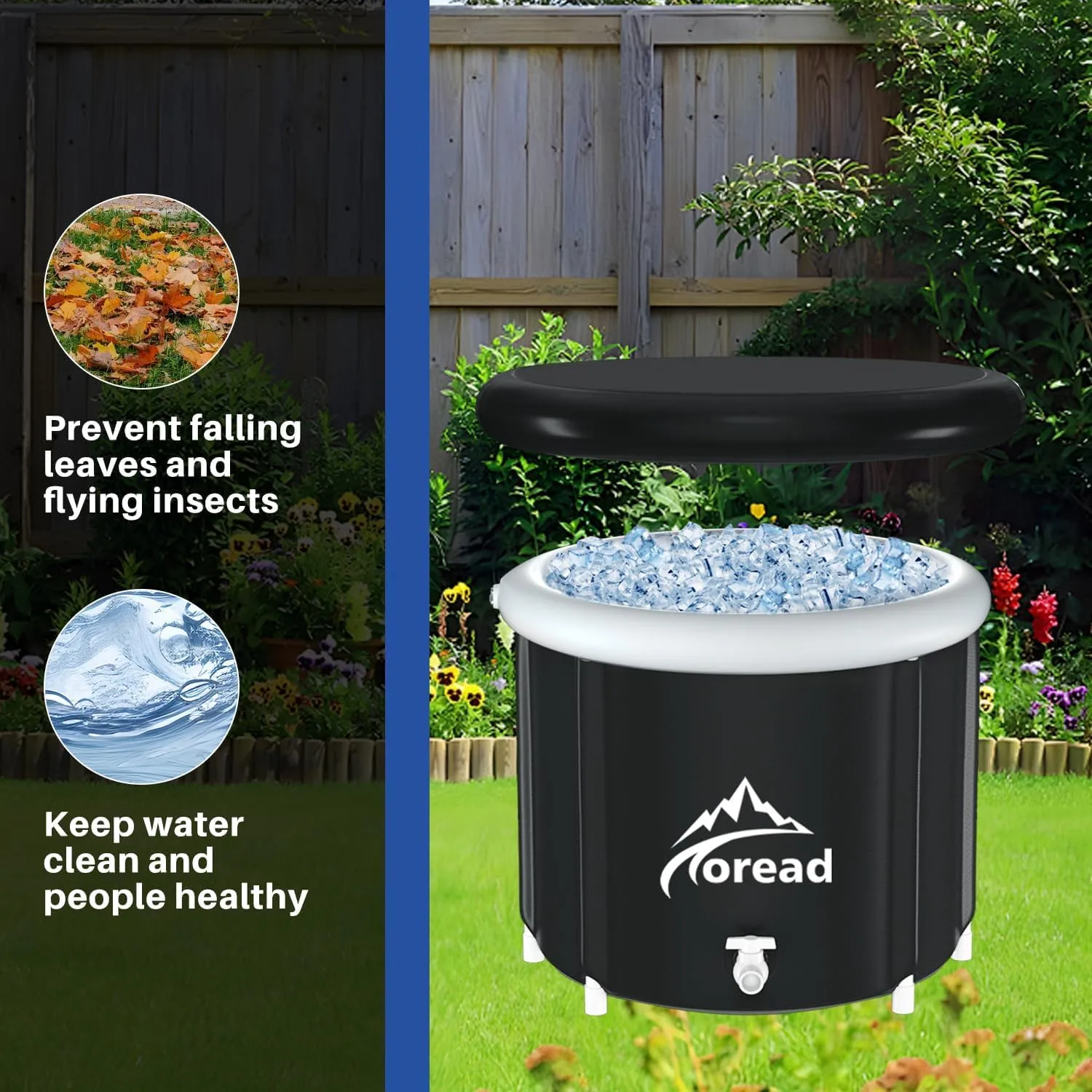 Toread XL Ice Cold Bath Tub-112gal Portable Cold Plunge Tub with Carry Bag for Athletes-Foldable Cold Therapy Bathtub Outdoor for Sports Muscles Recovery