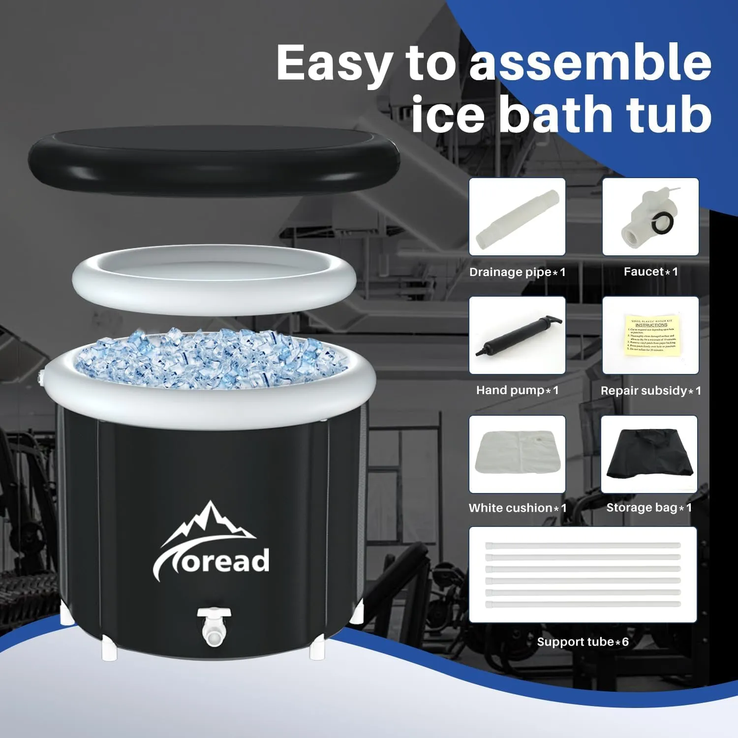 Toread XL Ice Cold Bath Tub-112gal Portable Cold Plunge Tub with Carry Bag for Athletes-Foldable Cold Therapy Bathtub Outdoor for Sports Muscles Recovery