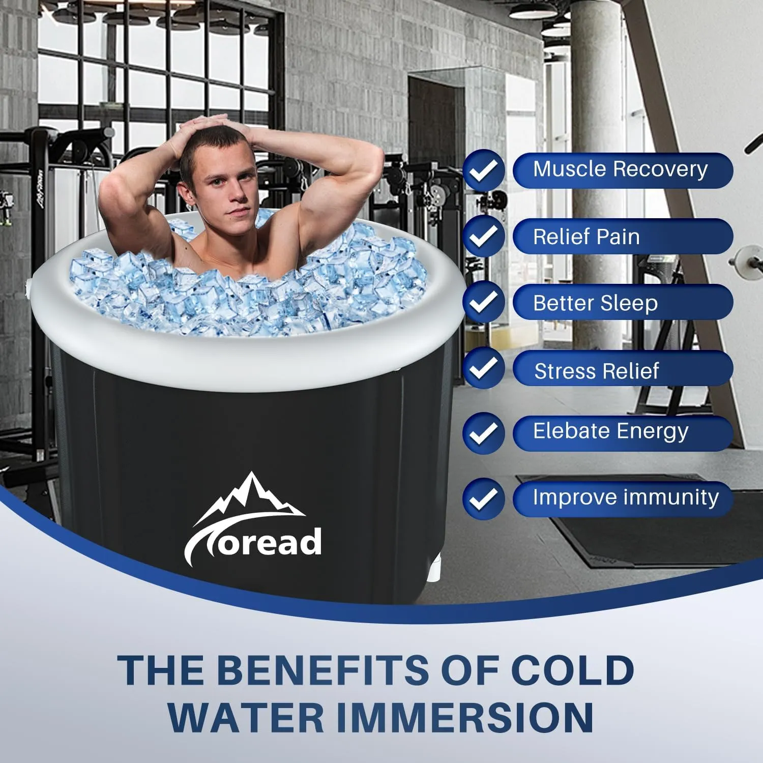 Toread XL Ice Cold Bath Tub-112gal Portable Cold Plunge Tub with Carry Bag for Athletes-Foldable Cold Therapy Bathtub Outdoor for Sports Muscles Recovery
