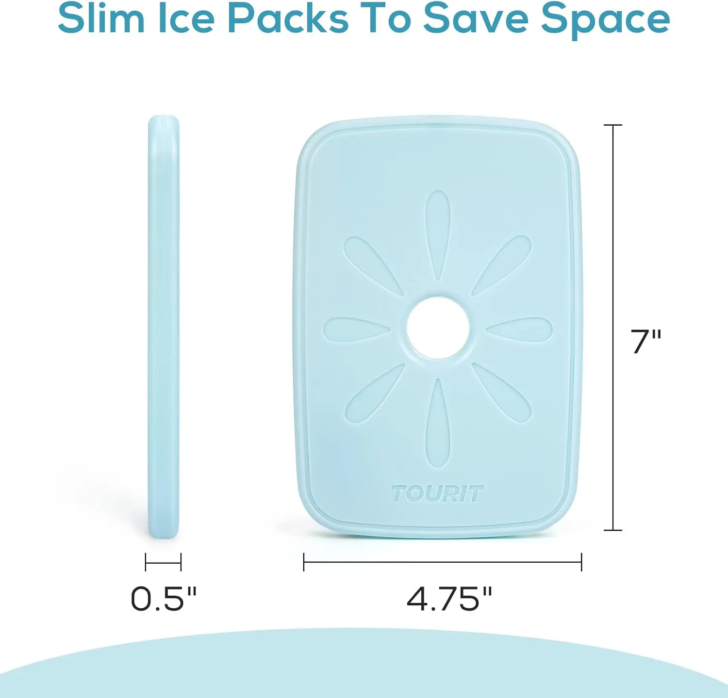 TOURIT Ice Packs for Lunch Boxes/Bags and Coolers, Lunch Box Cooler Ice Packs Reusable, Slim and Long Lasting Cool Pack for Work, Picnic or Camping