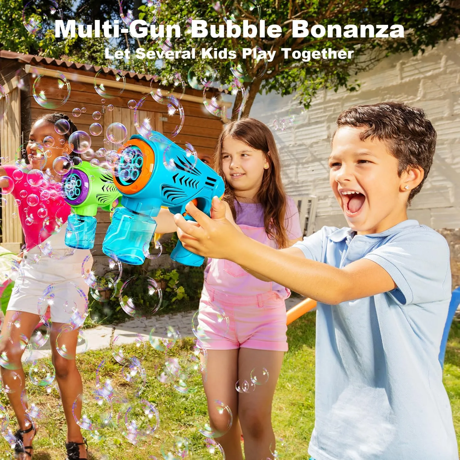 TOY Life 2 Pack Bubble Guns Blaster with 2 Solutions, Leak-Proof Bubble Machine Guns for Kids Indoor Outdoor Game for Kids Summer Toys, Birthday Gifts Bubbles Toys Outdoor Activity Easter Party Favors