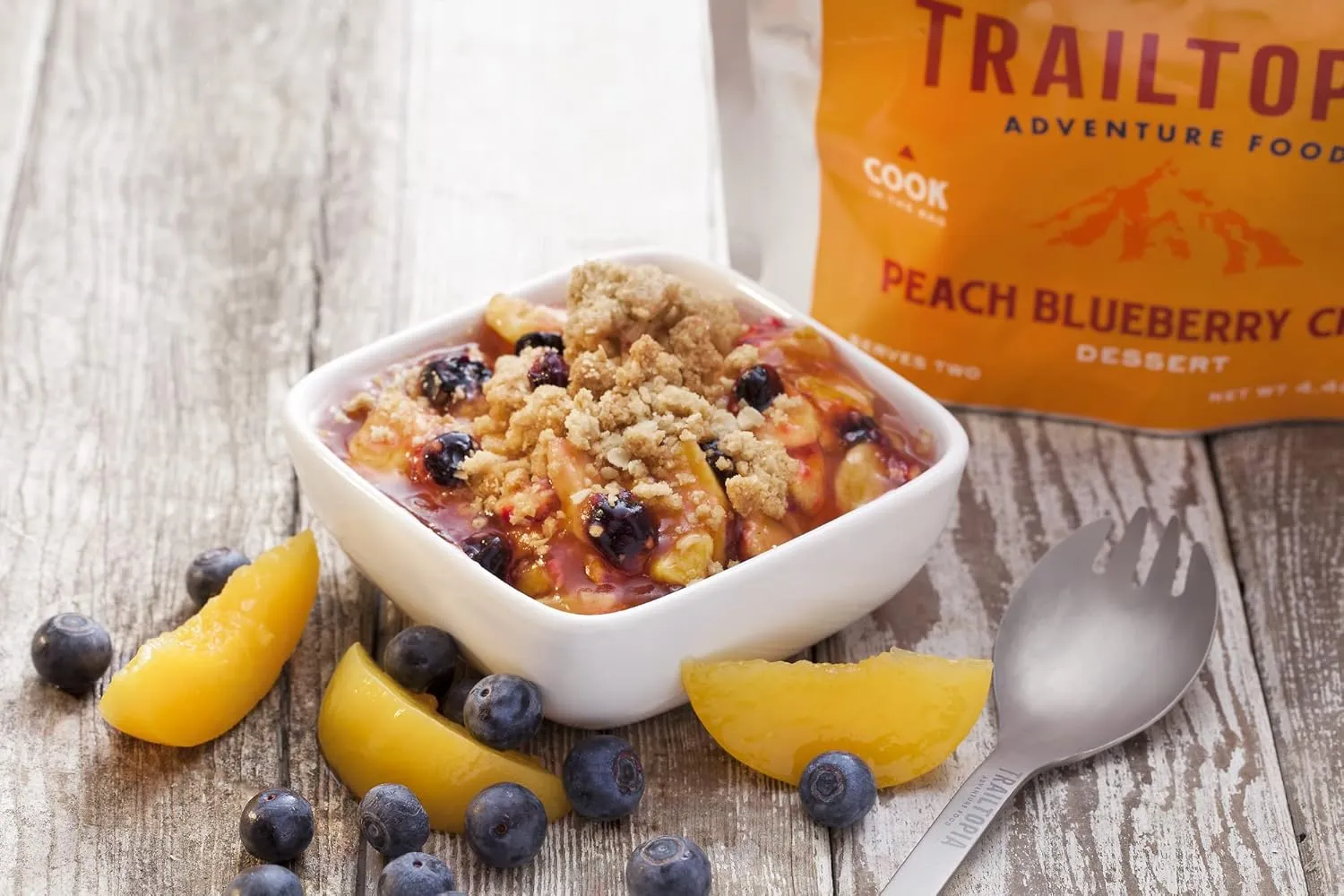 Trailtopia Peach Blueberry Crisp - Freeze Dried Hiking Dessert | Delicious Taste | Quick & Easy Preparation | Lightweight | Perfect for Camping & Backpacking | High Energy Snack for Outdoor Adventures
