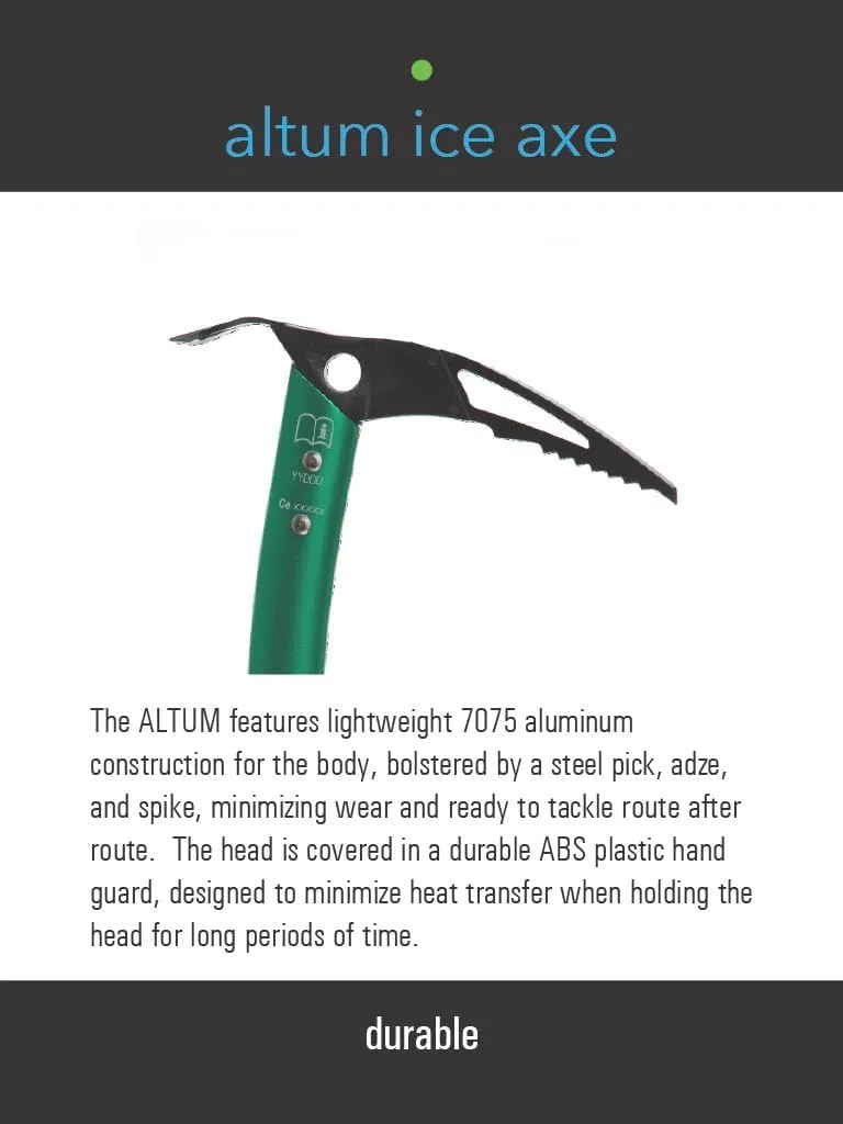 Trango Altum Ice Ax - Lightweight Ice Axe for Mountaineering, Ice Climbing, and Glacier Travel, Green, 55 cm