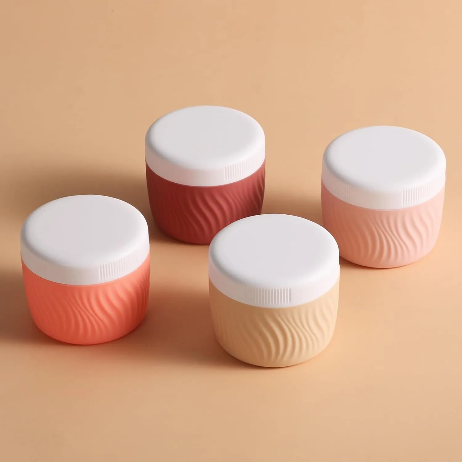 Travel Containers for Toiletries, Silicone Cream Jars BPA-Free, TSA Approved 3oz Travel Size Containers, Leak-proof Portable Size Silicone Jars with Lid for Face Hand Body Cream (4 Pack)