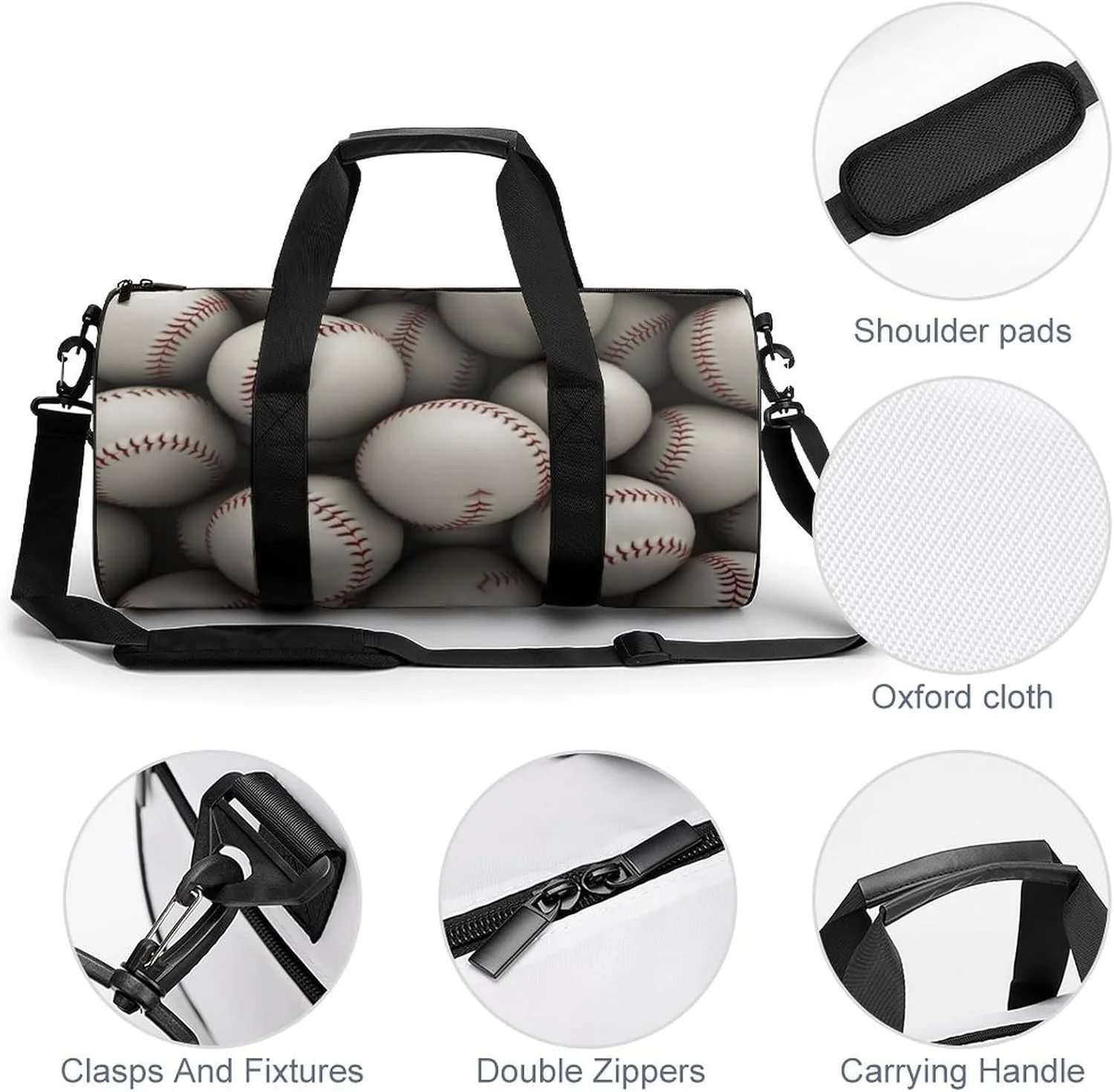 Travel Duffel Bag for Men And Women,Baseball Waterproof Sports Fitness Bag Portable Travel Duffel Bag, 17.7in/9in/9in