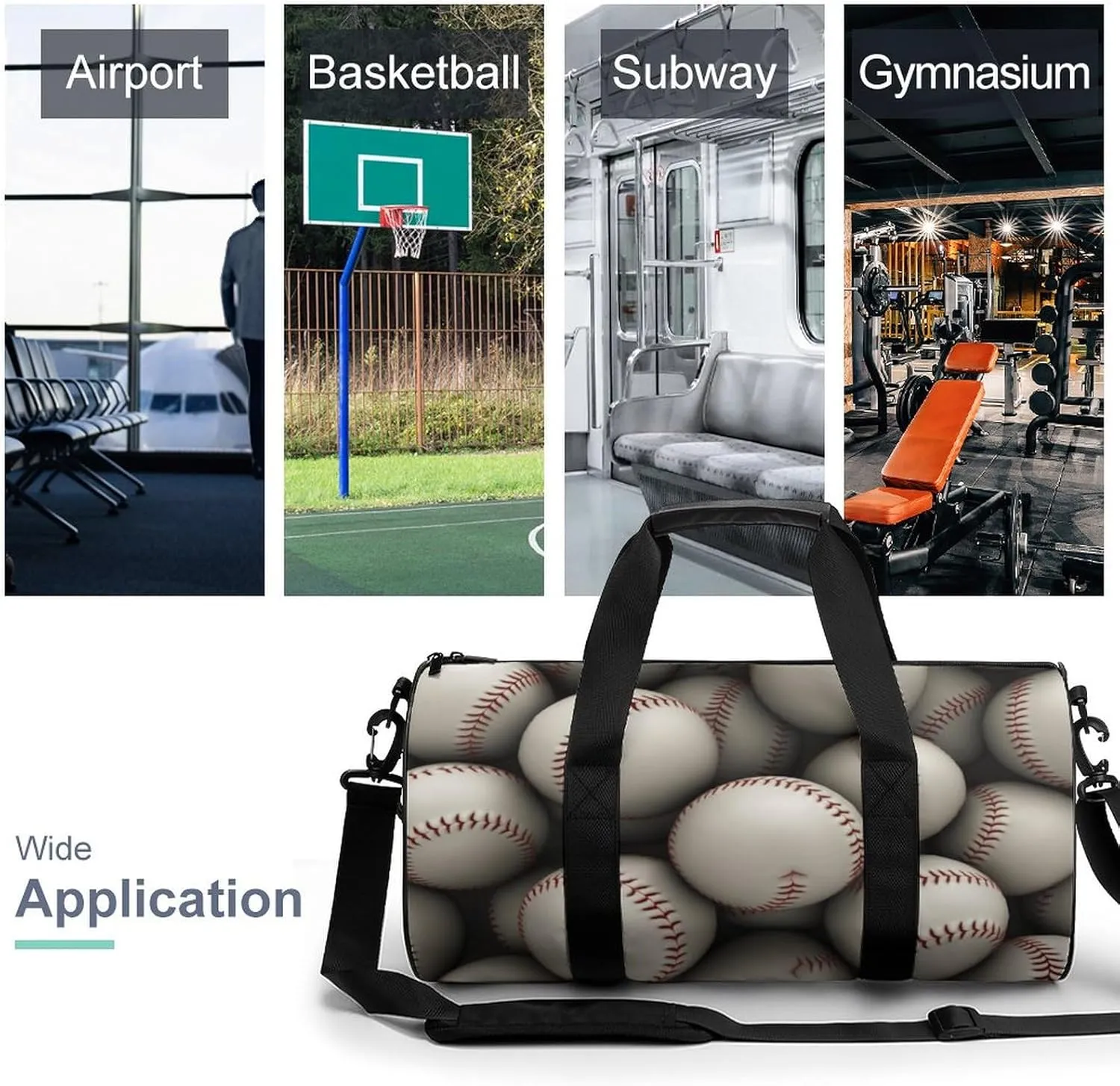 Travel Duffel Bag for Men And Women,Baseball Waterproof Sports Fitness Bag Portable Travel Duffel Bag, 17.7in/9in/9in