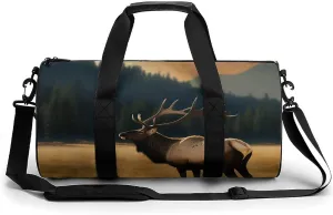 Travel Duffel Bag for Men And Women,Elk in The Meadow Waterproof Sports Fitness Bag Portable Travel Duffel Bag