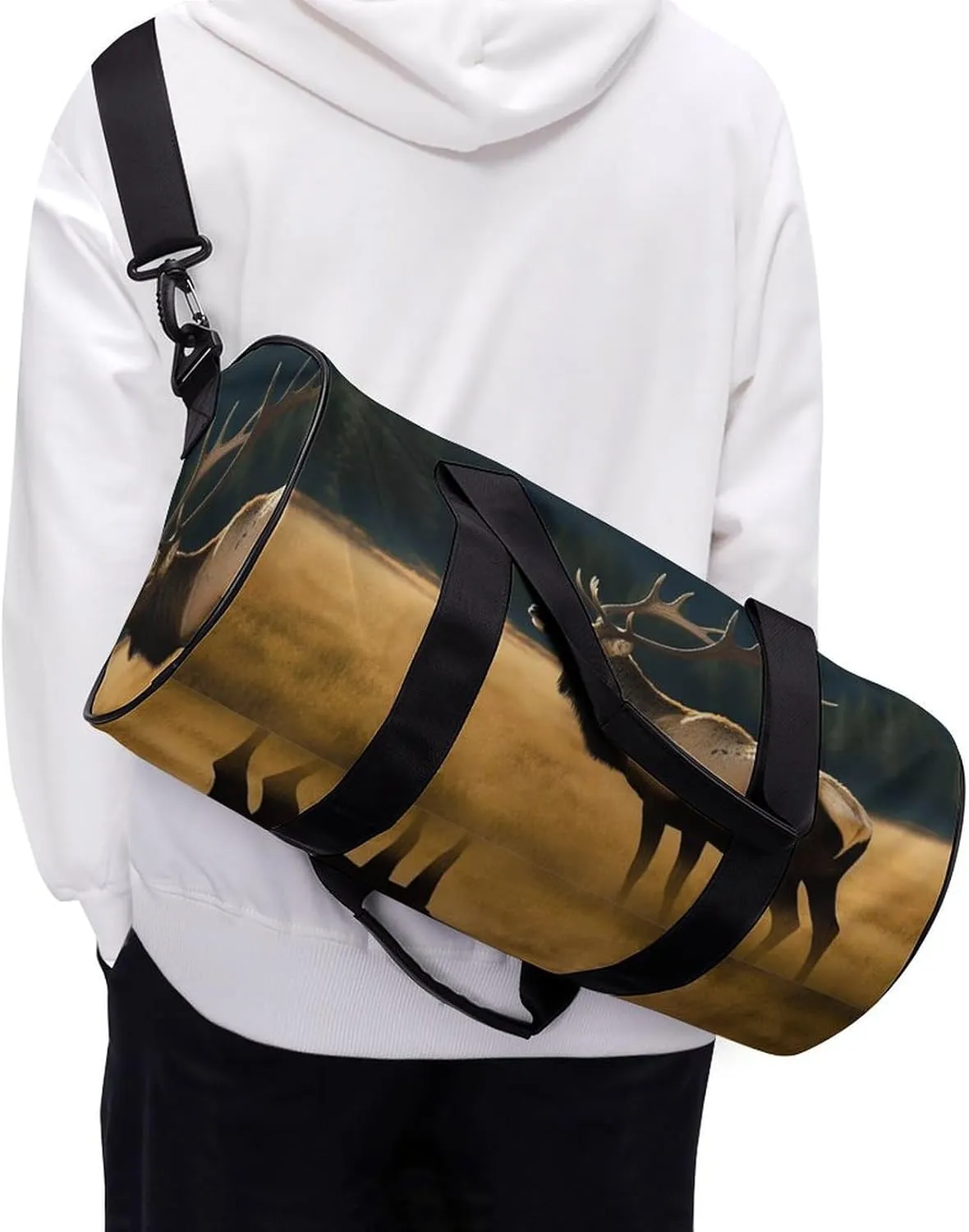 Travel Duffel Bag for Men And Women,Elk in The Meadow Waterproof Sports Fitness Bag Portable Travel Duffel Bag