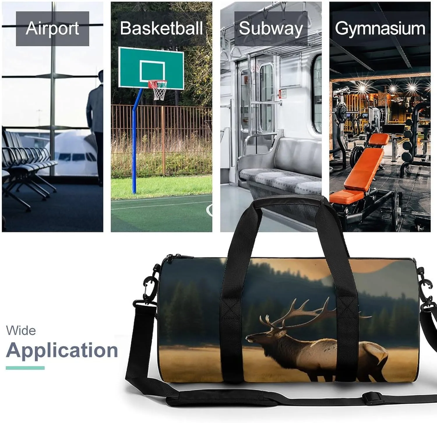 Travel Duffel Bag for Men And Women,Elk in The Meadow Waterproof Sports Fitness Bag Portable Travel Duffel Bag