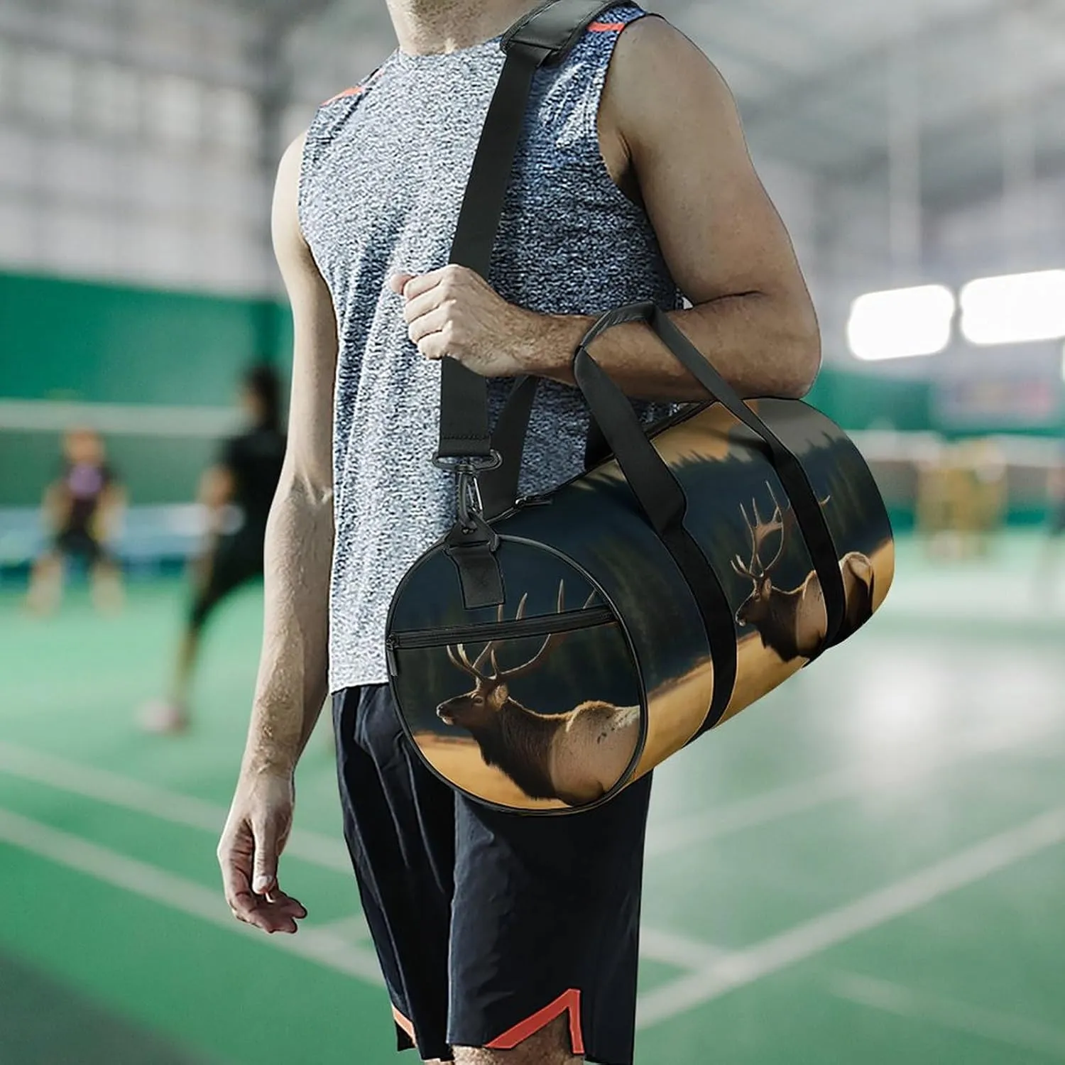 Travel Duffel Bag for Men And Women,Elk in The Meadow Waterproof Sports Fitness Bag Portable Travel Duffel Bag