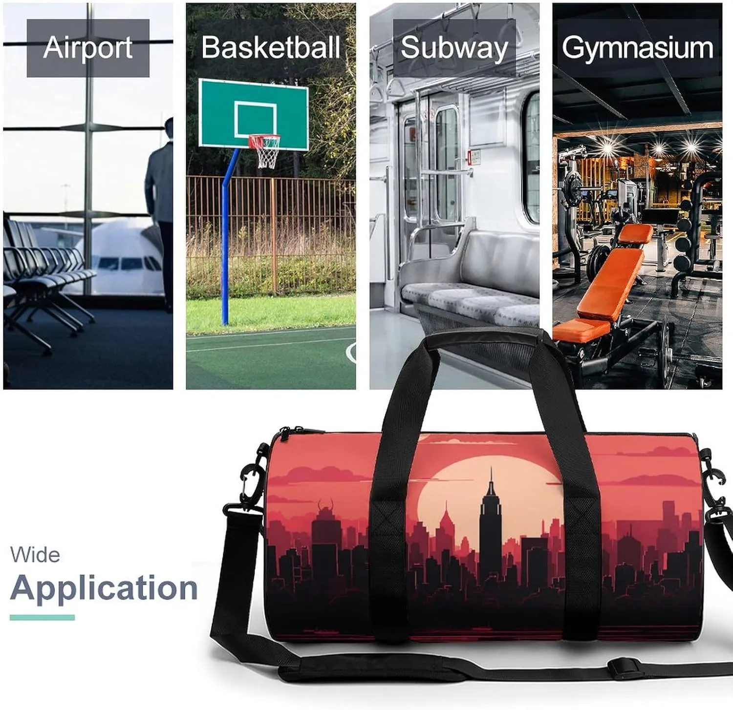 Travel Duffel Bag for Men And Women,Red City Landscape Waterproof Sports Fitness Bag Portable Travel Duffel Bag