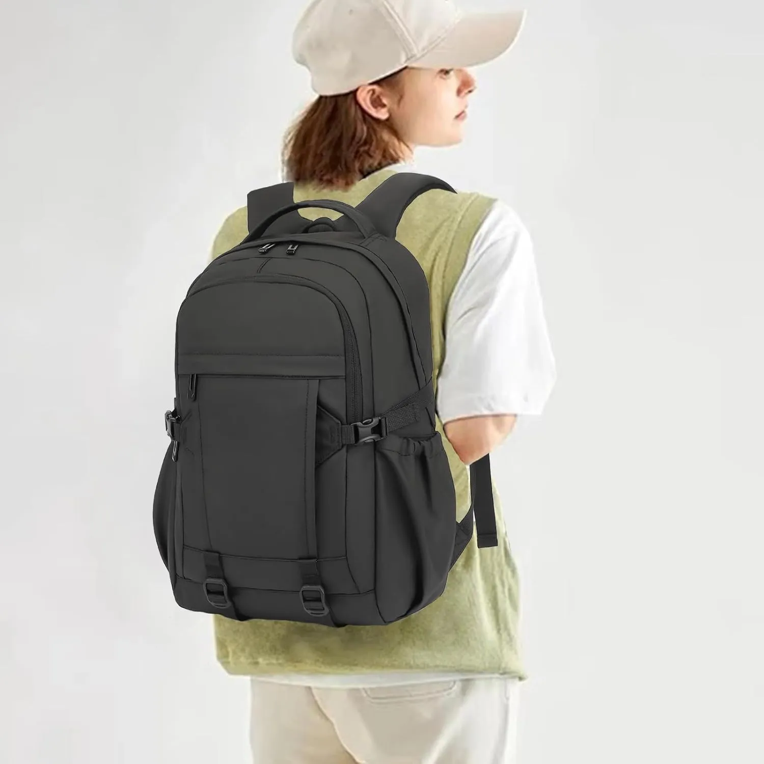 Travel Laptop Backpack for Women Men, 15.6 Inch Work Business College Backpacks School Bookbag Casual Daypack (Black)