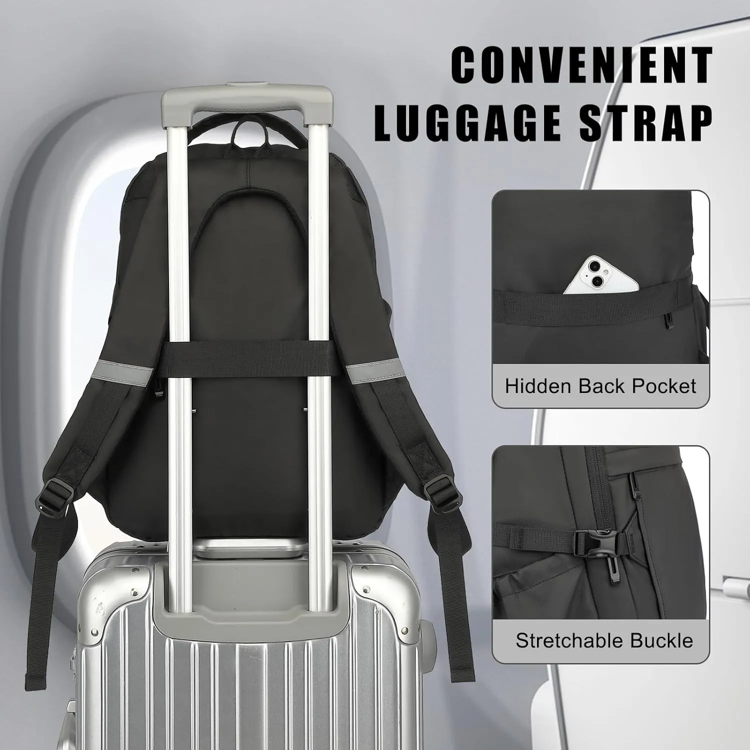 Travel Laptop Backpack for Women Men, 15.6 Inch Work Business College Backpacks School Bookbag Casual Daypack (Black)