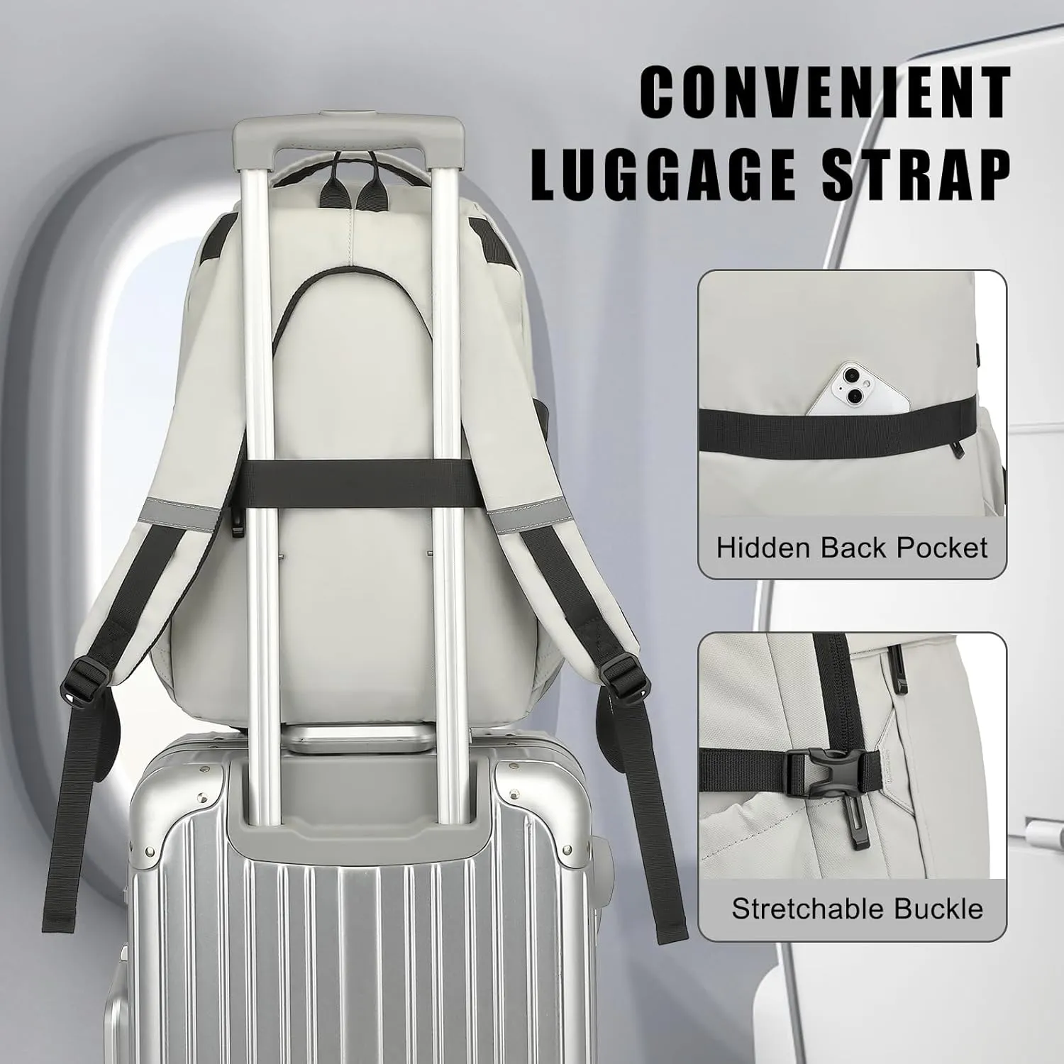 Travel Laptop Backpack for Women Men, 15.6 Inch Work Business College Backpacks School Bookbag Casual Daypack (Grey)