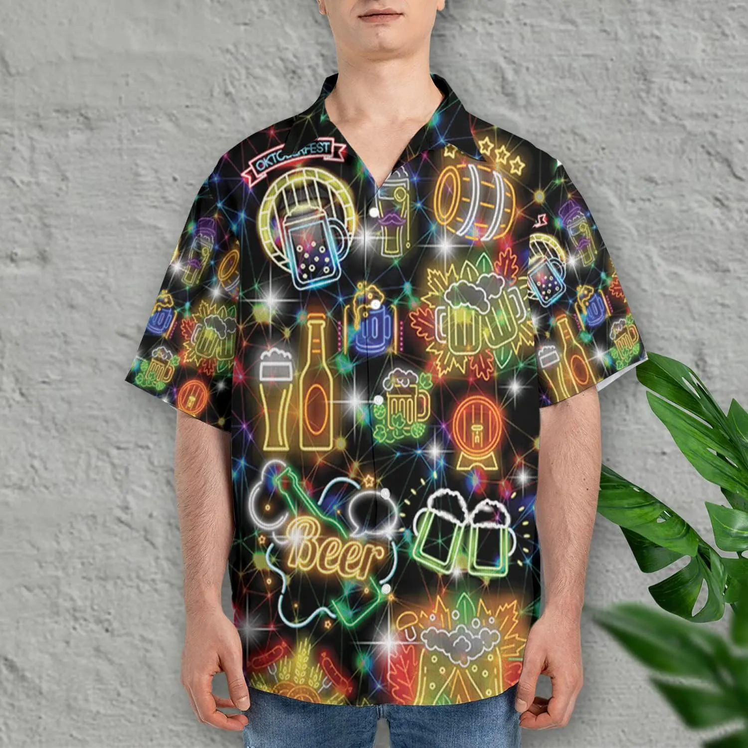 Tropical Beer Hawaiian Shirts for Men- Casual Short Sleeve Craft Beer Cool Summer Hawaiian Shirt (HN-HW22)