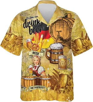 Tropical Beer Hawaiian Shirts for Men- Casual Short Sleeve Craft Beer Cool Summer Hawaiian Shirt (HN-HW22)