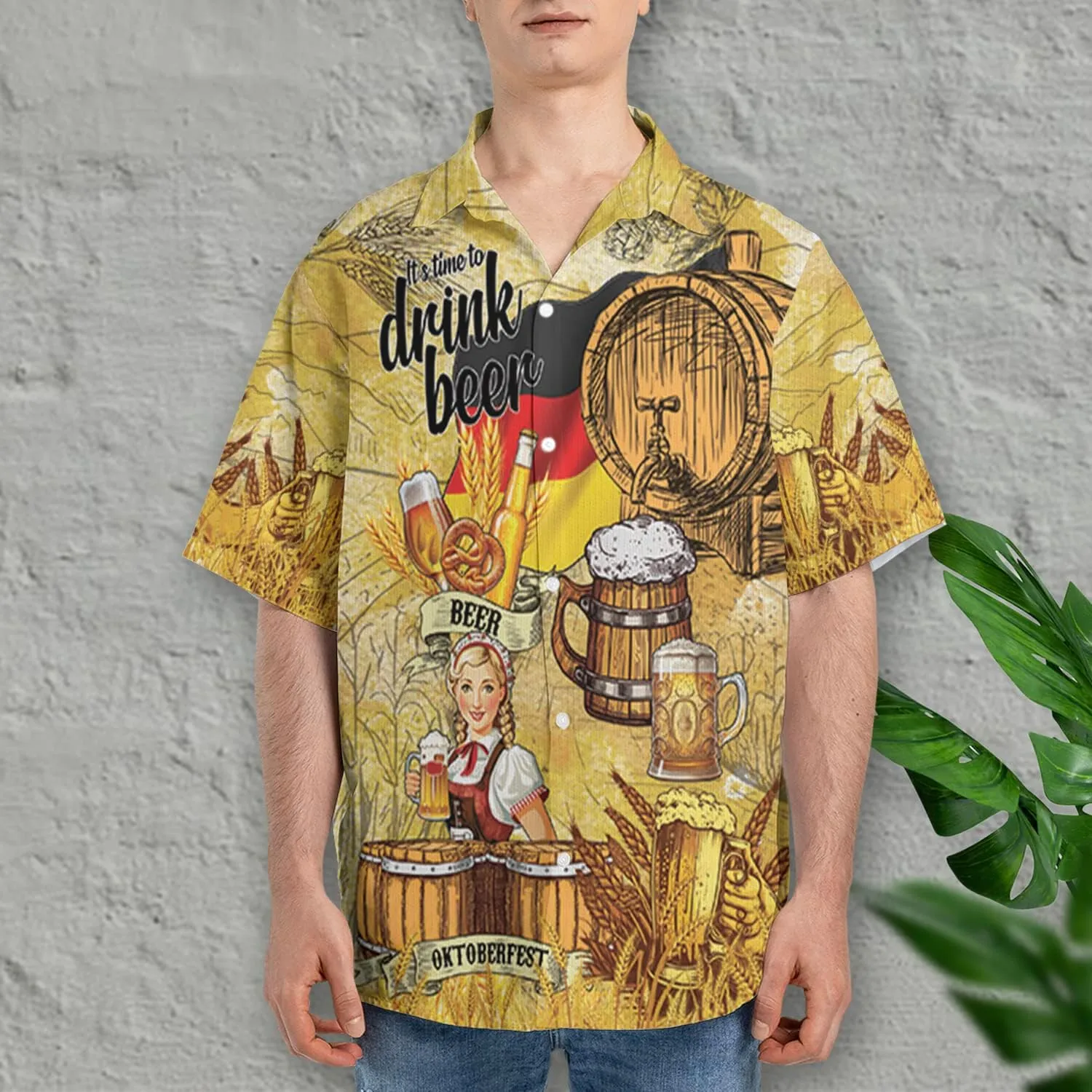 Tropical Beer Hawaiian Shirts for Men- Casual Short Sleeve Craft Beer Cool Summer Hawaiian Shirt (HN-HW22)