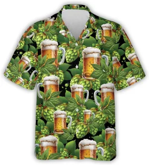 Tropical Beer Hawaiian Shirts for Men- Casual Short Sleeve Craft Beer Cool Summer Hawaiian Shirt (HN-HW22)