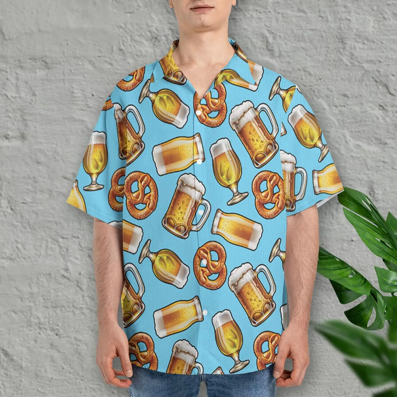 Tropical Beer Hawaiian Shirts for Men- Casual Short Sleeve Craft Beer Cool Summer Hawaiian Shirt (HN-HW22)