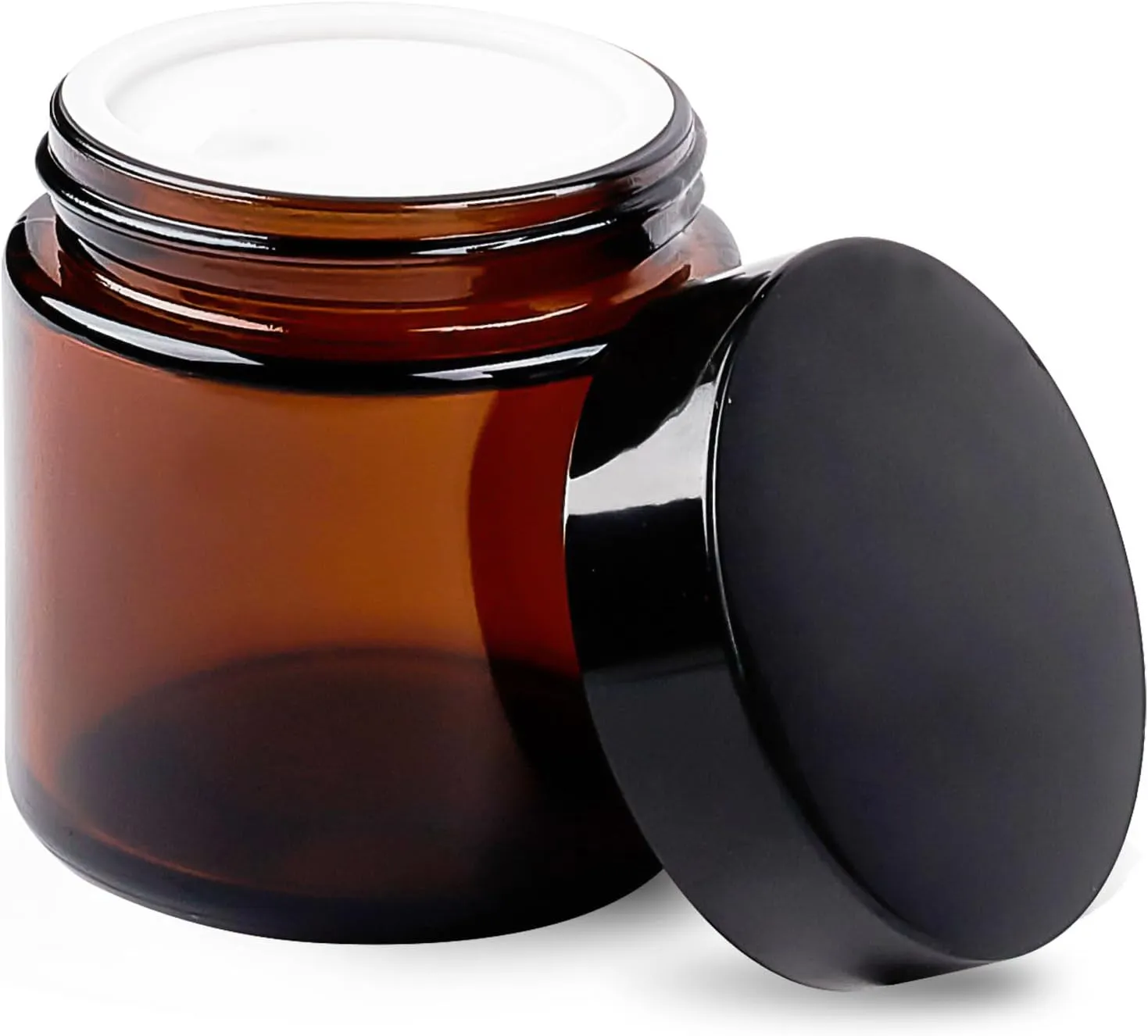 TUZAZO 4 Oz Thick Amber Round Glass Jars with Lids - 12 Pack Empty Candle Making Jars/Cosmetic Containers with Leakproof Inner Lids for Cream Lotion Body Butter Essential oil Beauty Products
