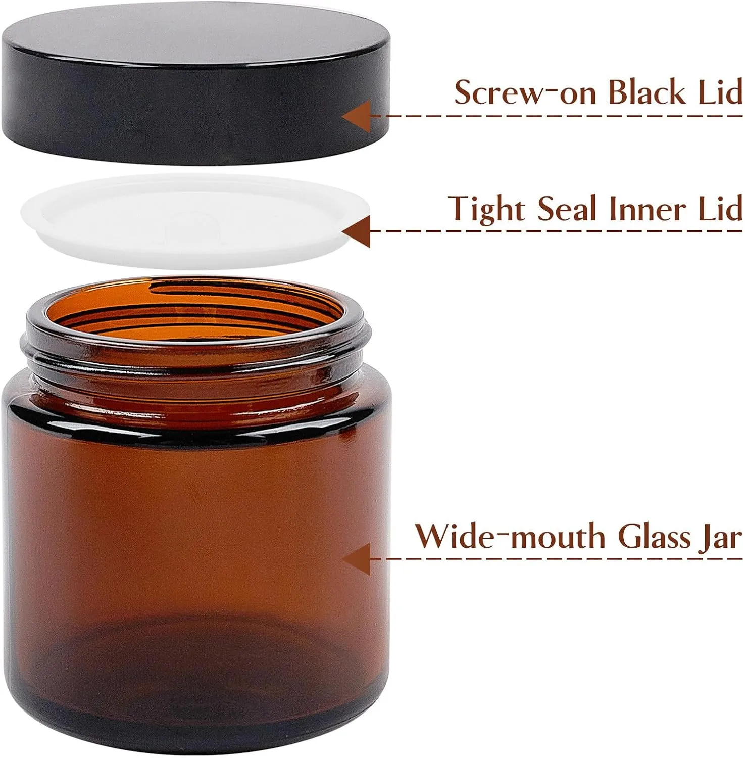 TUZAZO 4 Oz Thick Amber Round Glass Jars with Lids - 12 Pack Empty Candle Making Jars/Cosmetic Containers with Leakproof Inner Lids for Cream Lotion Body Butter Essential oil Beauty Products