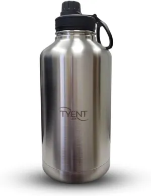 Tyent - Contemporary Drinkware - Insulated Stainless Steel Bottles - Dual Walls - Easy-Sip Cap - Beverages stay Hot or Cold 24 Hours - BPA-Free - Earth-Friendly Reusability - 64oz - Stainless Jug