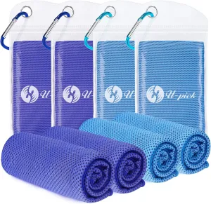 U-pick 4 Packs Cooling Towel (40"x 12"),Ice Towel,Microfiber Towel,Soft Breathable Chilly Towel for Yoga,Sport,Gym,Workout,Camping,Fitness,Running,Workout & More Activities
