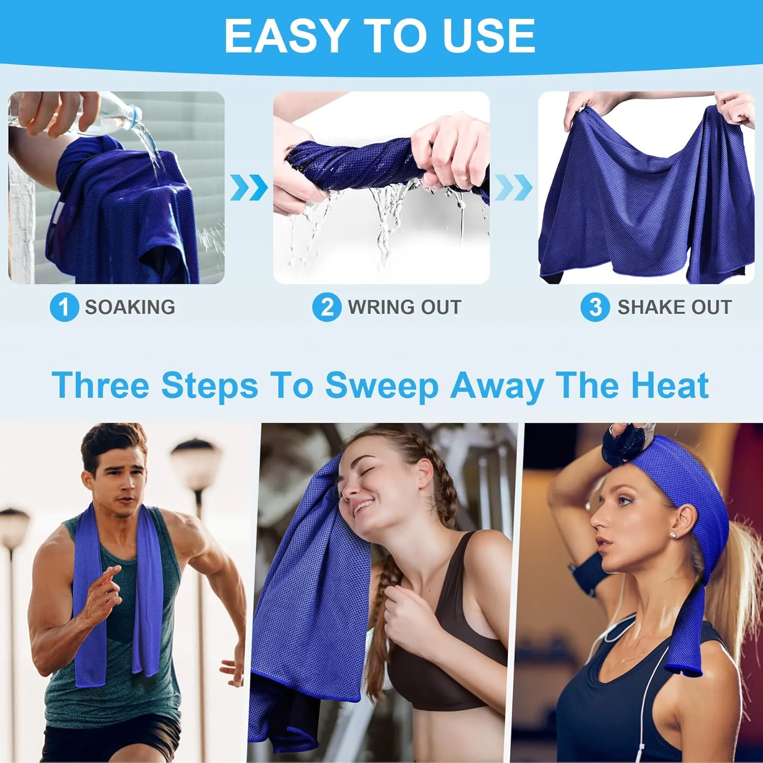 U-pick 4 Packs Cooling Towel (40"x 12"),Ice Towel,Microfiber Towel,Soft Breathable Chilly Towel for Yoga,Sport,Gym,Workout,Camping,Fitness,Running,Workout & More Activities