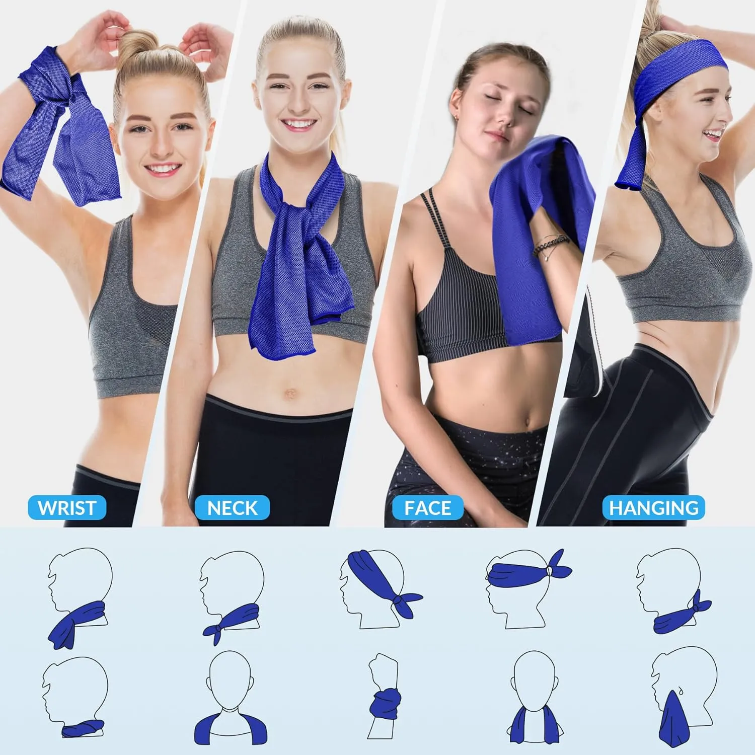 U-pick 4 Packs Cooling Towel (40"x 12"),Ice Towel,Microfiber Towel,Soft Breathable Chilly Towel for Yoga,Sport,Gym,Workout,Camping,Fitness,Running,Workout & More Activities