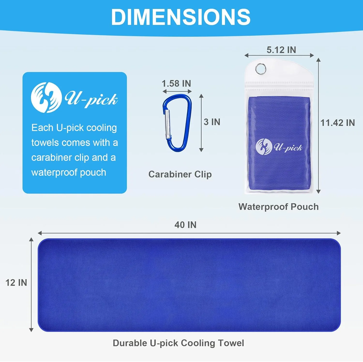 U-pick 4 Packs Cooling Towel (40"x 12"),Ice Towel,Microfiber Towel,Soft Breathable Chilly Towel for Yoga,Sport,Gym,Workout,Camping,Fitness,Running,Workout & More Activities