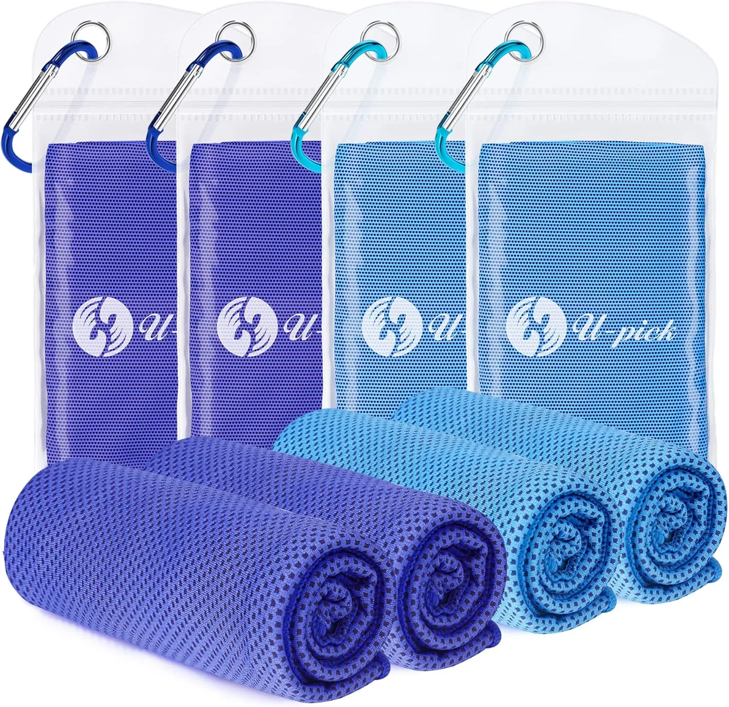U-pick 4 Packs Cooling Towel (40"x 12"),Ice Towel,Microfiber Towel,Soft Breathable Chilly Towel for Yoga,Sport,Gym,Workout,Camping,Fitness,Running,Workout & More Activities