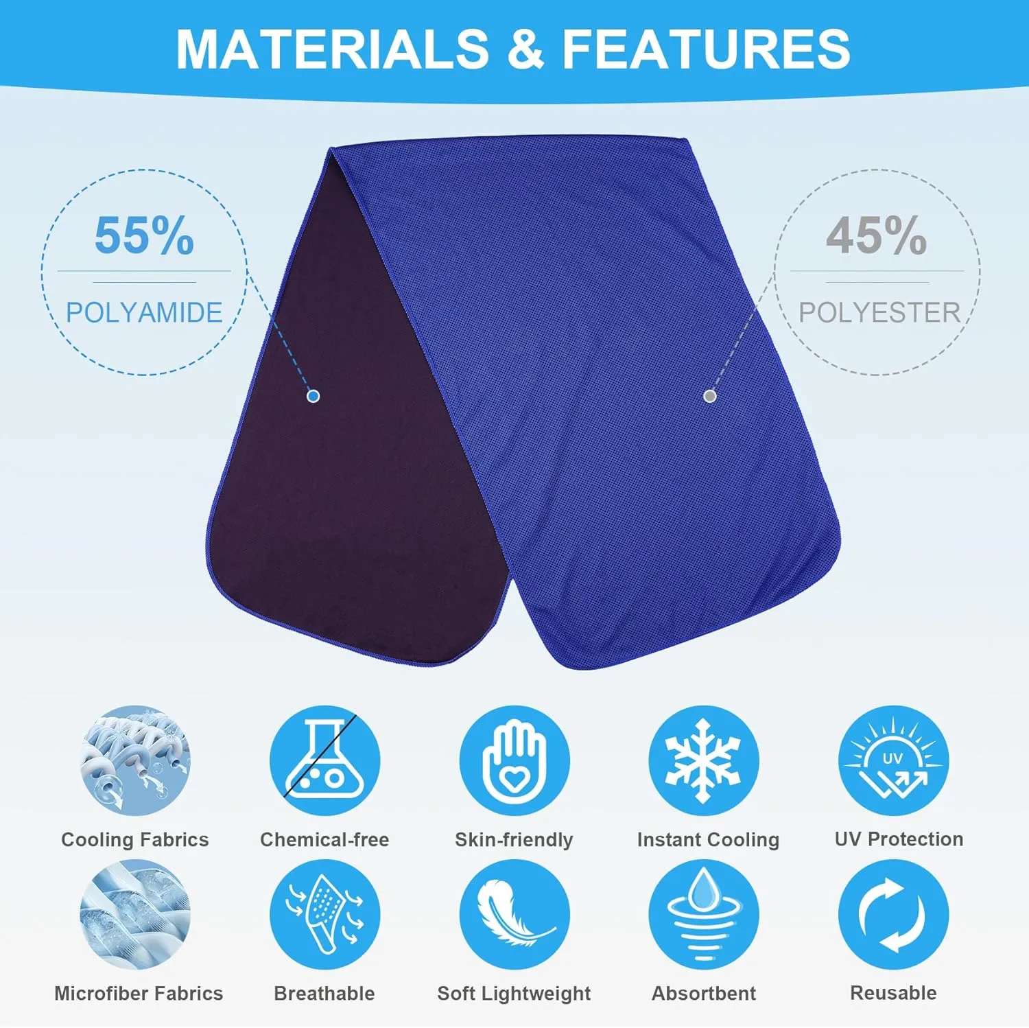 U-pick 4 Packs Cooling Towel (40"x 12"),Ice Towel,Microfiber Towel,Soft Breathable Chilly Towel for Yoga,Sport,Gym,Workout,Camping,Fitness,Running,Workout & More Activities