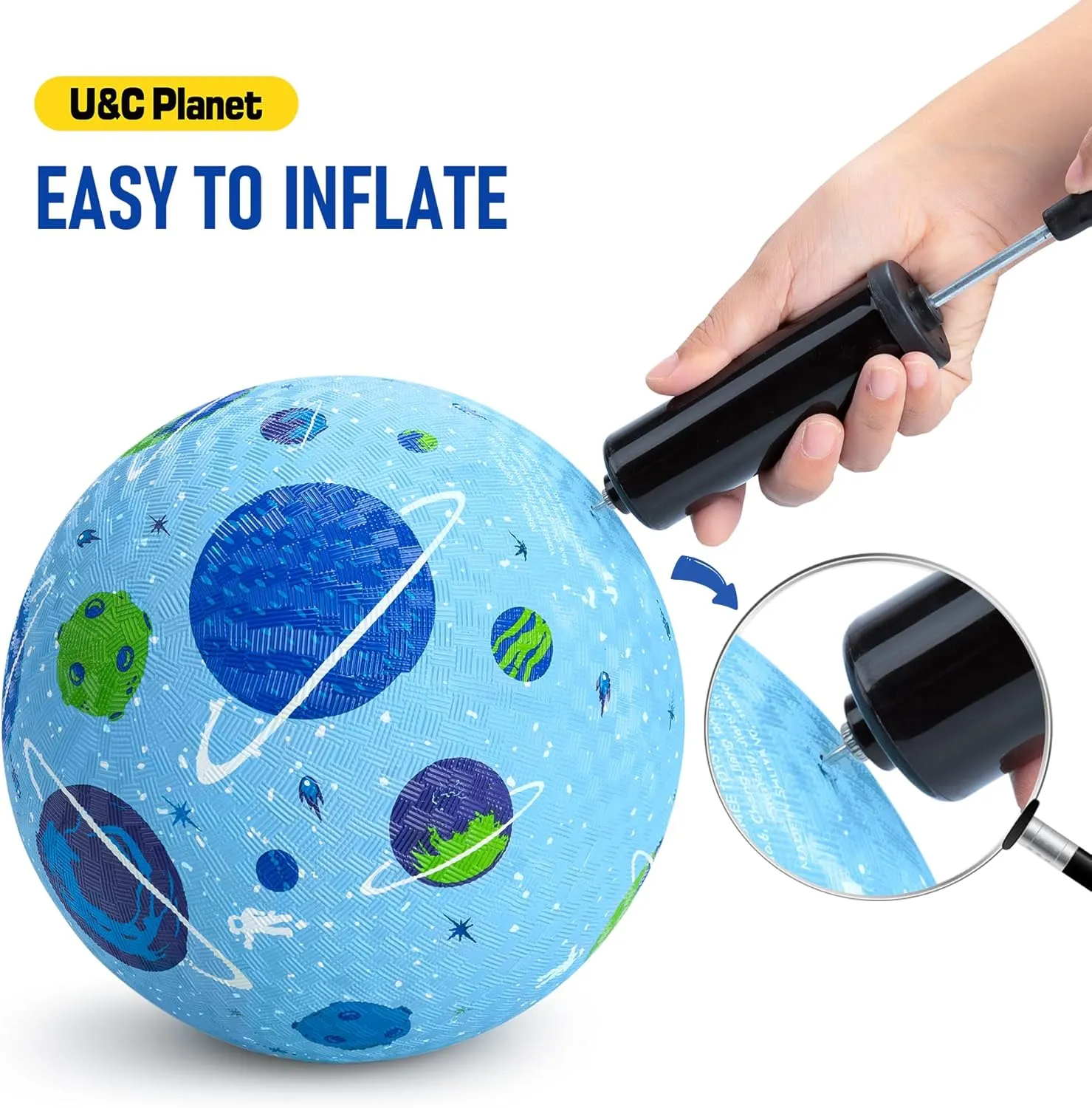 U&C Planet 2 Packs Playground Balls for Toddler Kids 8.5 inches Cartoon Rubber Ball with Pump Dodgeball Kickball Outdoor Indoor Game Great Gift for Boys Girls Aged 1 and Above