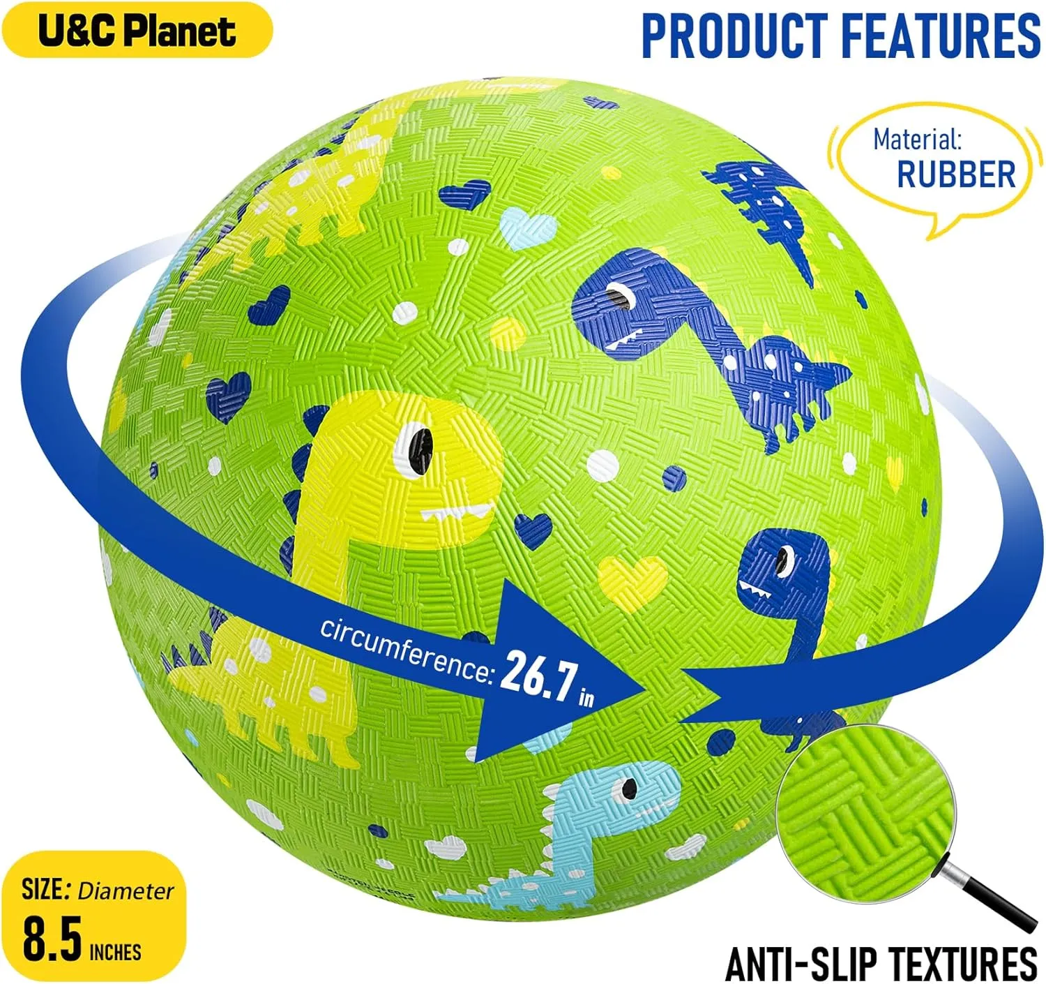 U&C Planet 2 Packs Playground Balls for Toddler Kids 8.5 inches Cartoon Rubber Ball with Pump Dodgeball Kickball Outdoor Indoor Game Great Gift for Boys Girls Aged 1 and Above